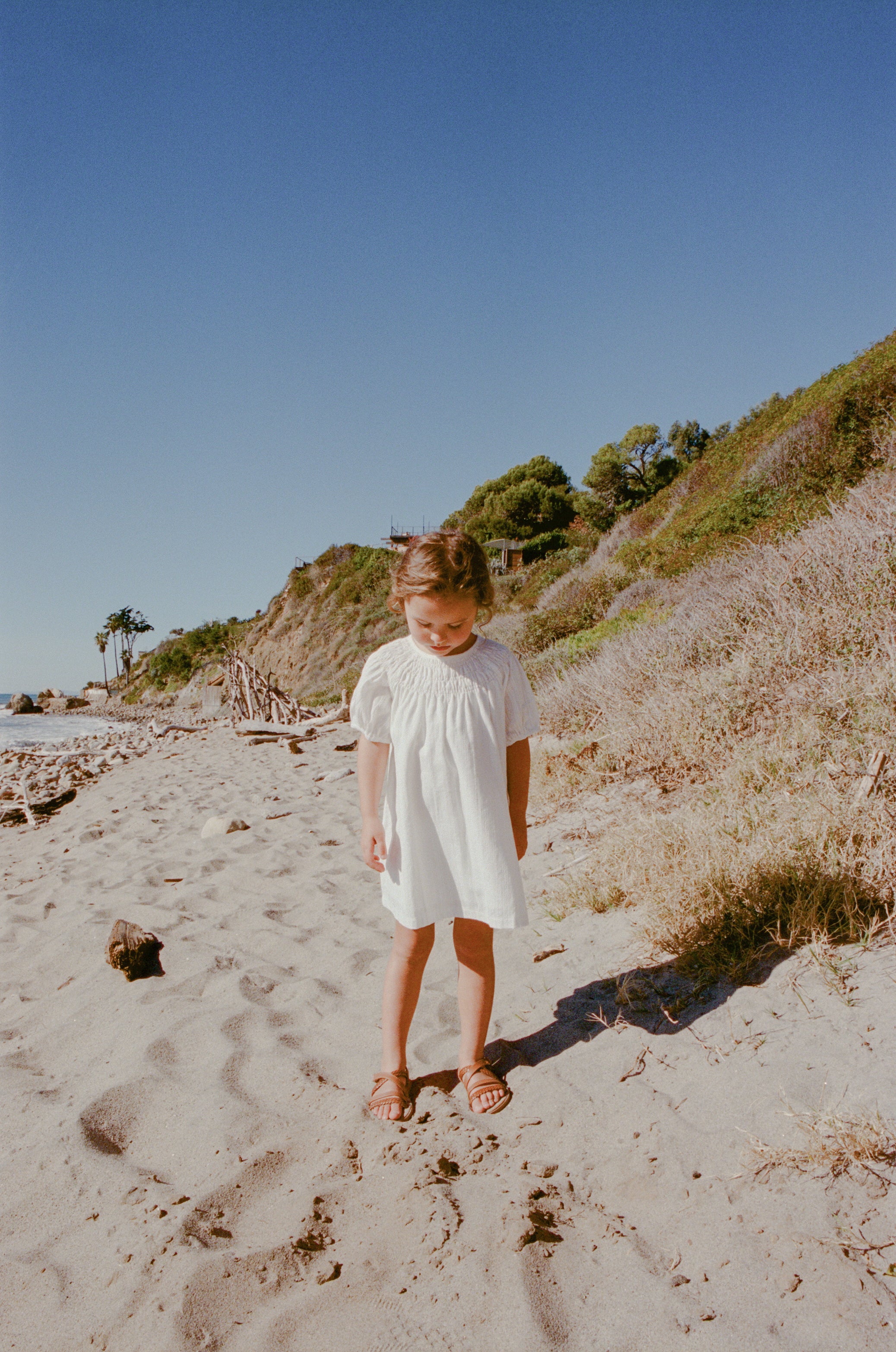 Mini Puffed Sleeve Shirred Neckline Dress in White