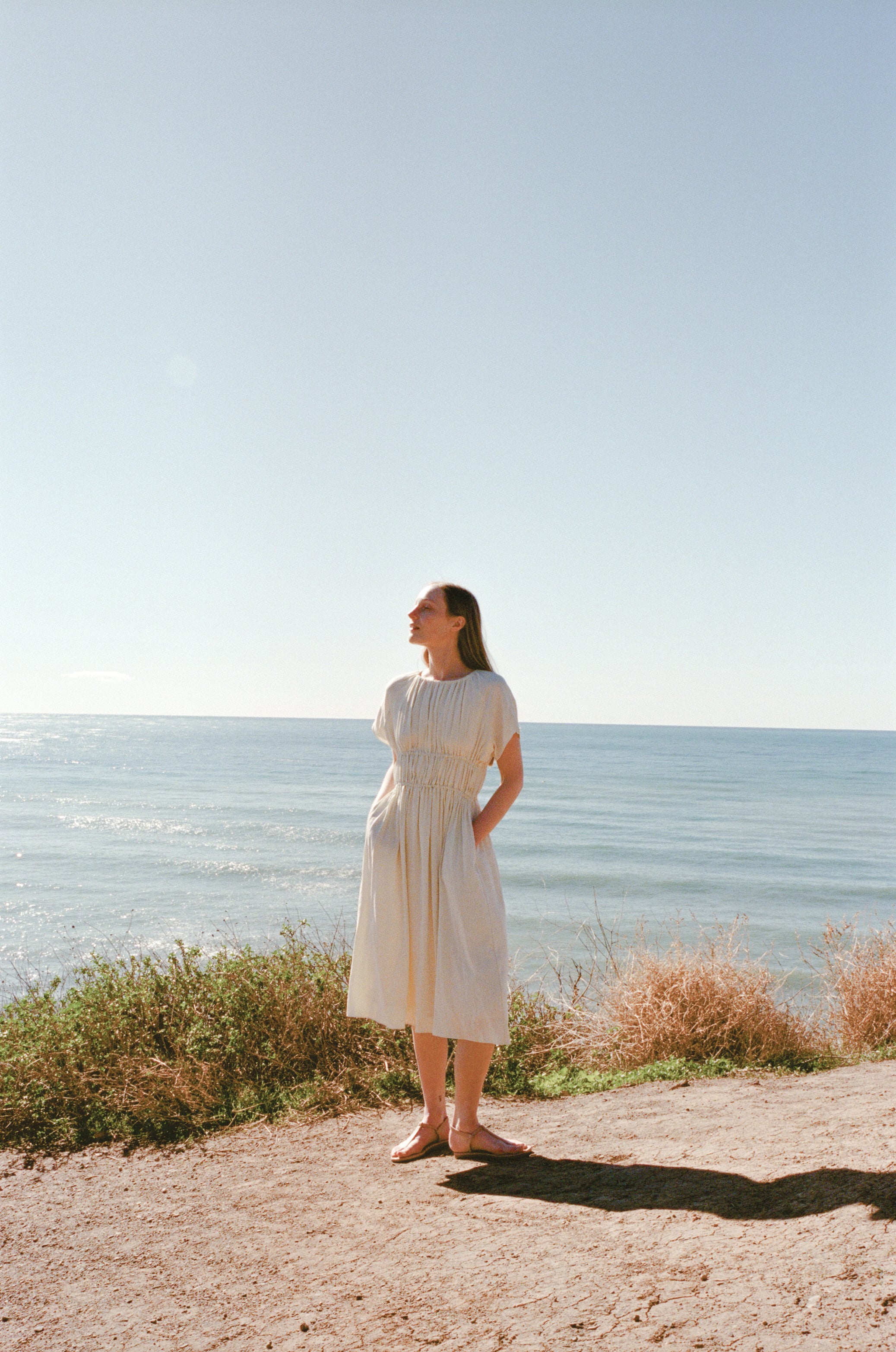 Ruched Waist Dress in Natural