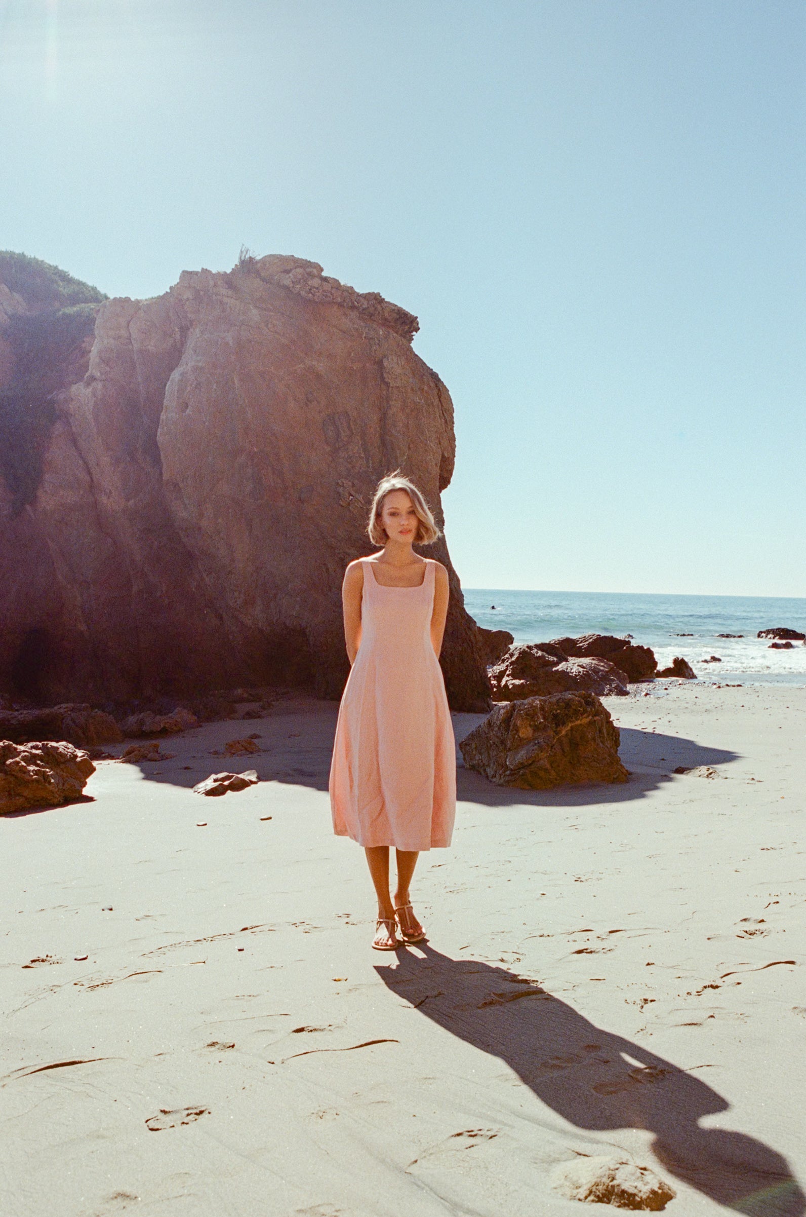 Scoop Neck Flare Dress in Petal Pink