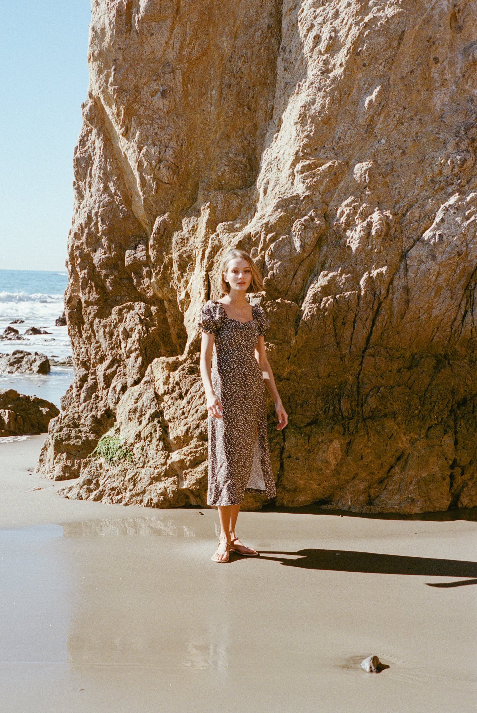 Puffed Sleeve Dress in Nightfall Bloom