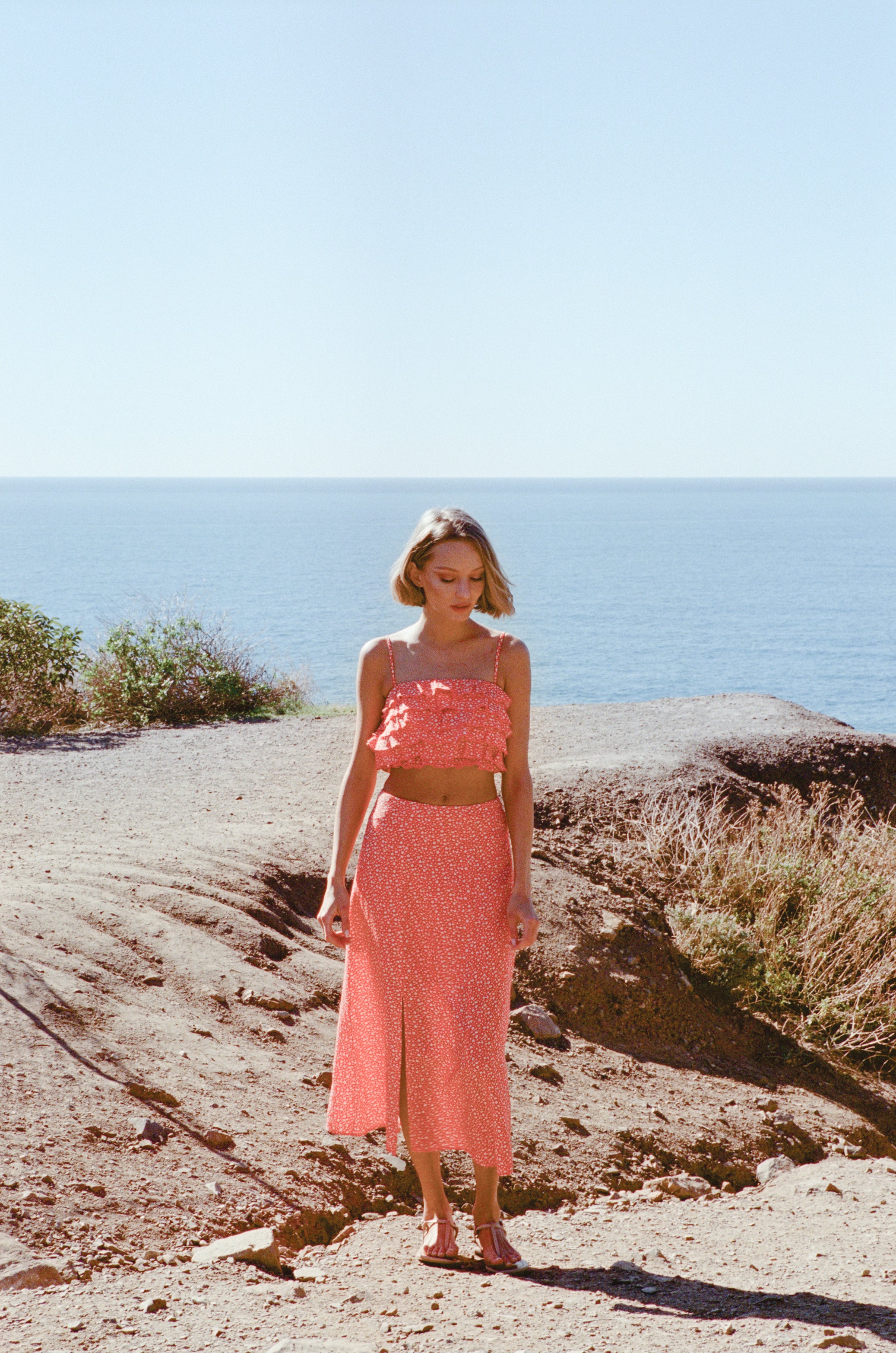 Tiered Frill Top in Red Bloom