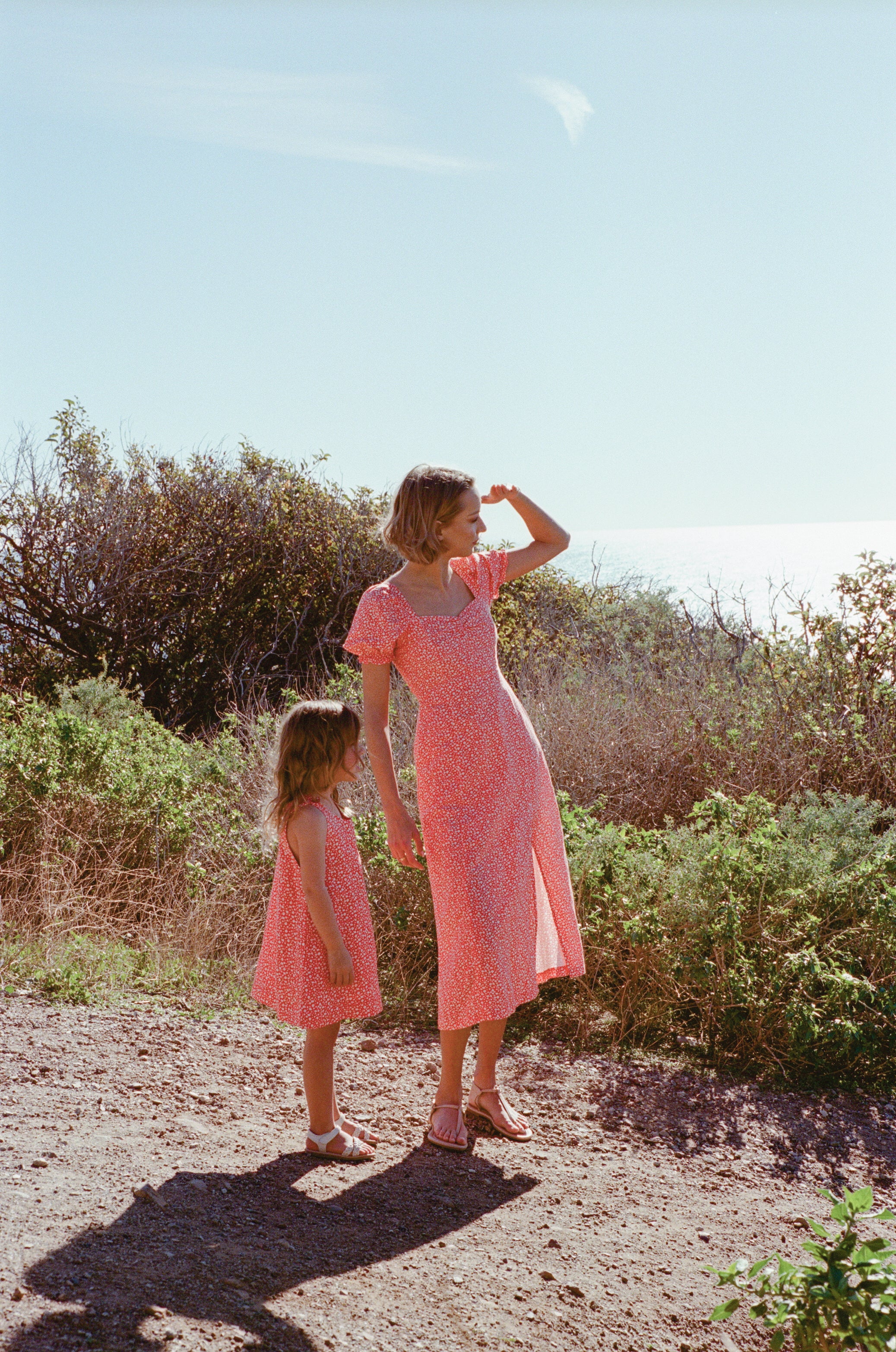 Puffed Sleeve Dress in Red Bloom