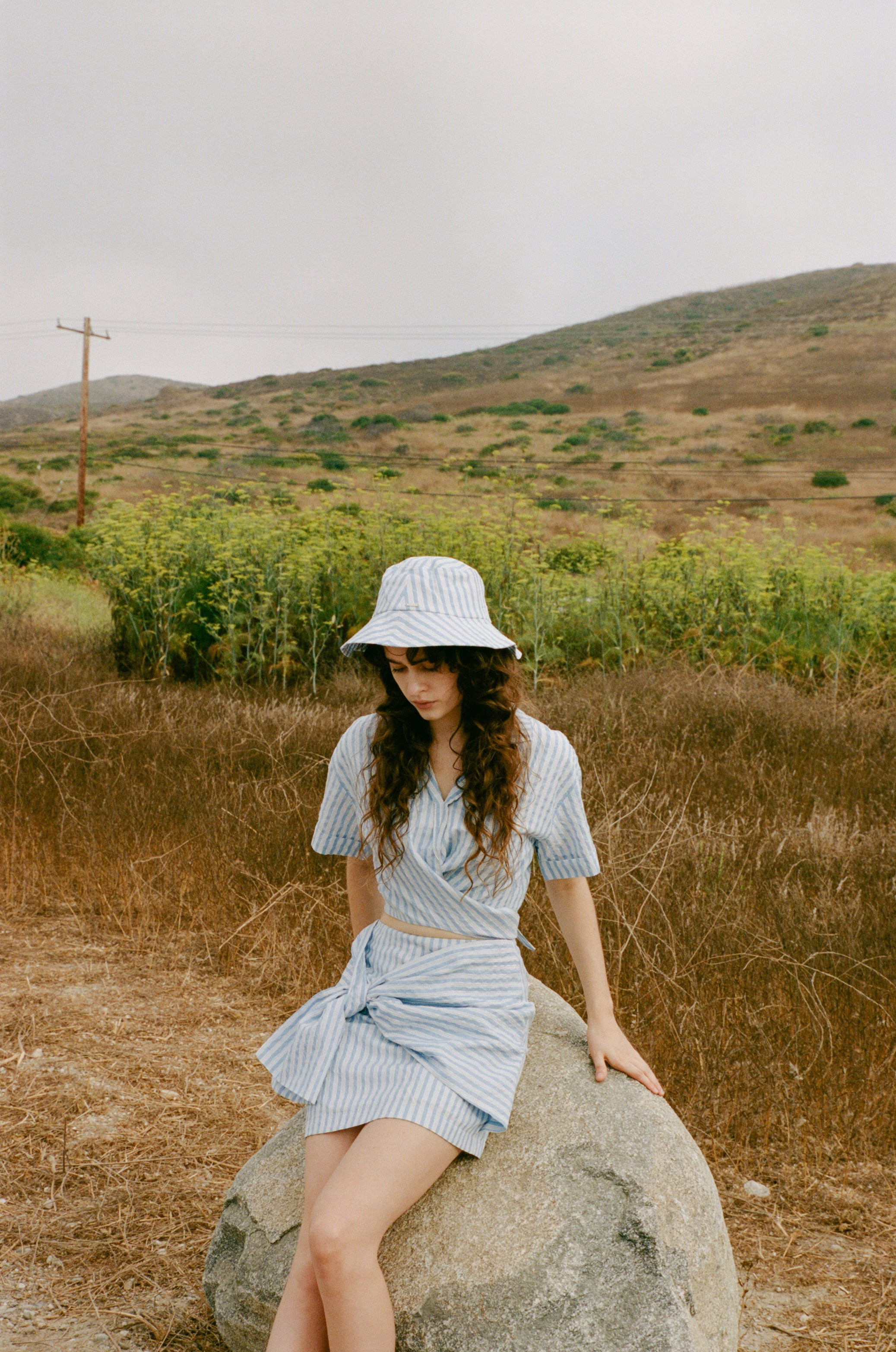 Bucket Hat in Stripe Blue