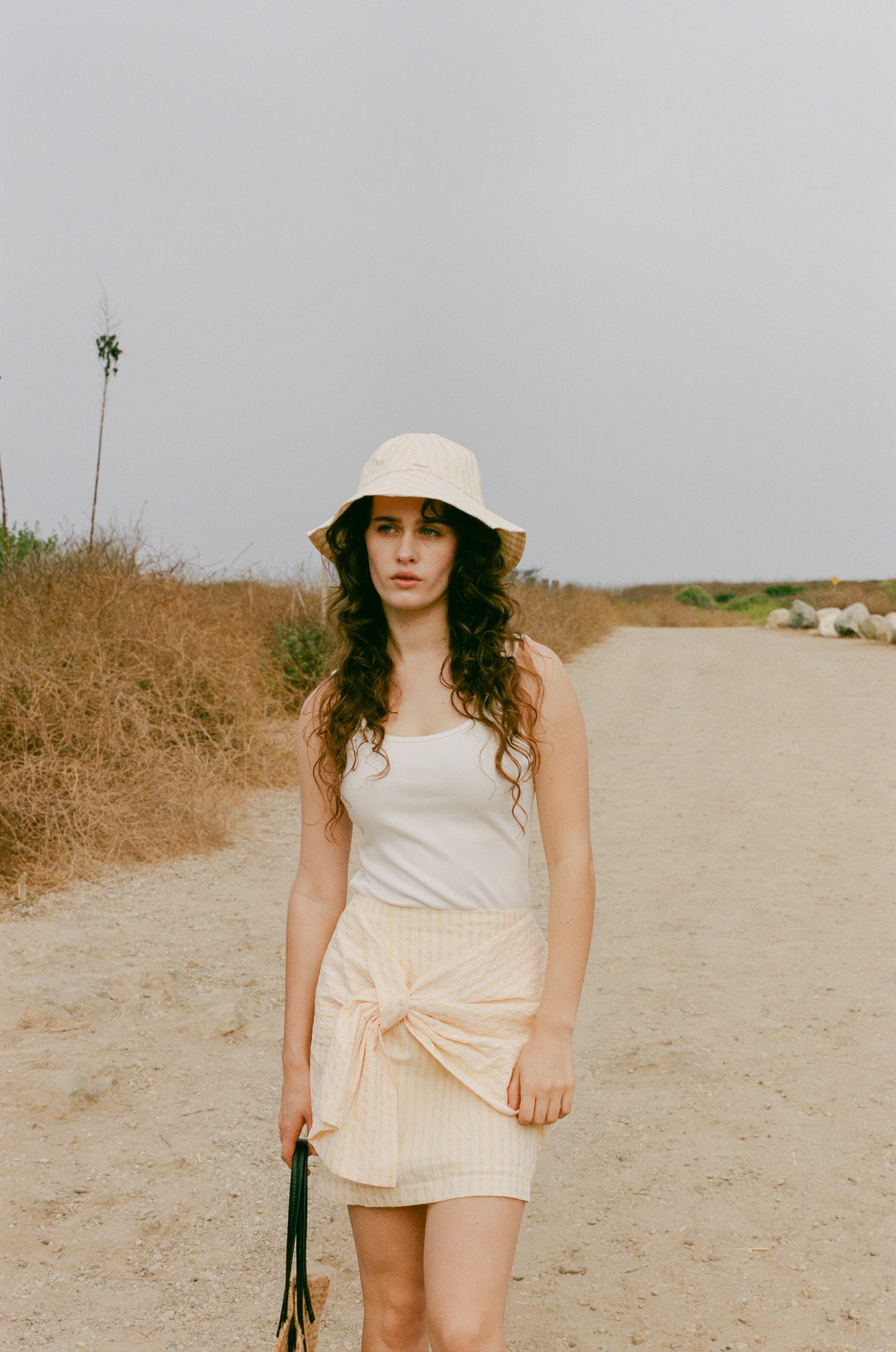 Bucket Hat in Stripe Yellow