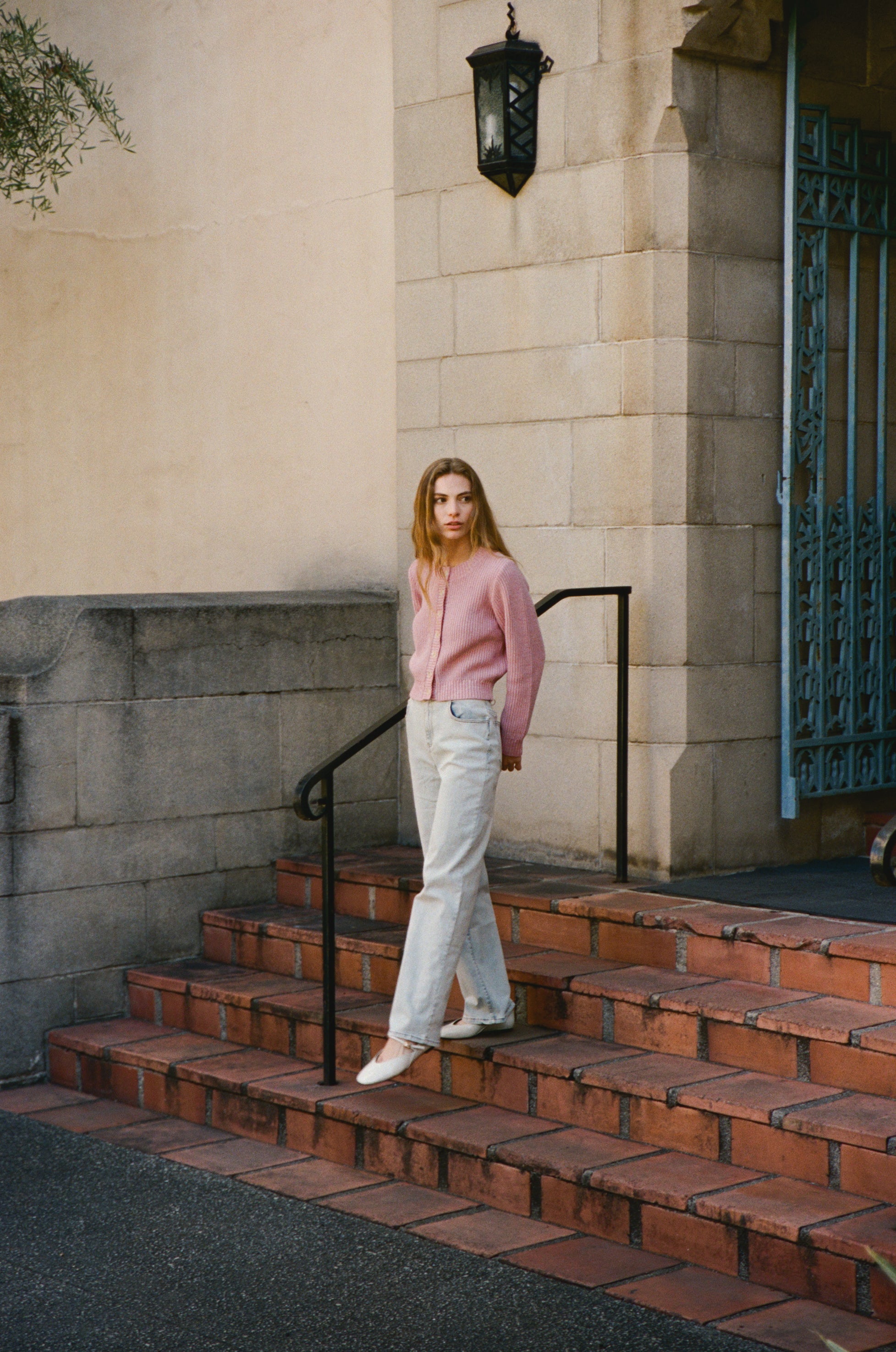 Yarn Knitted Cardigan in Peony