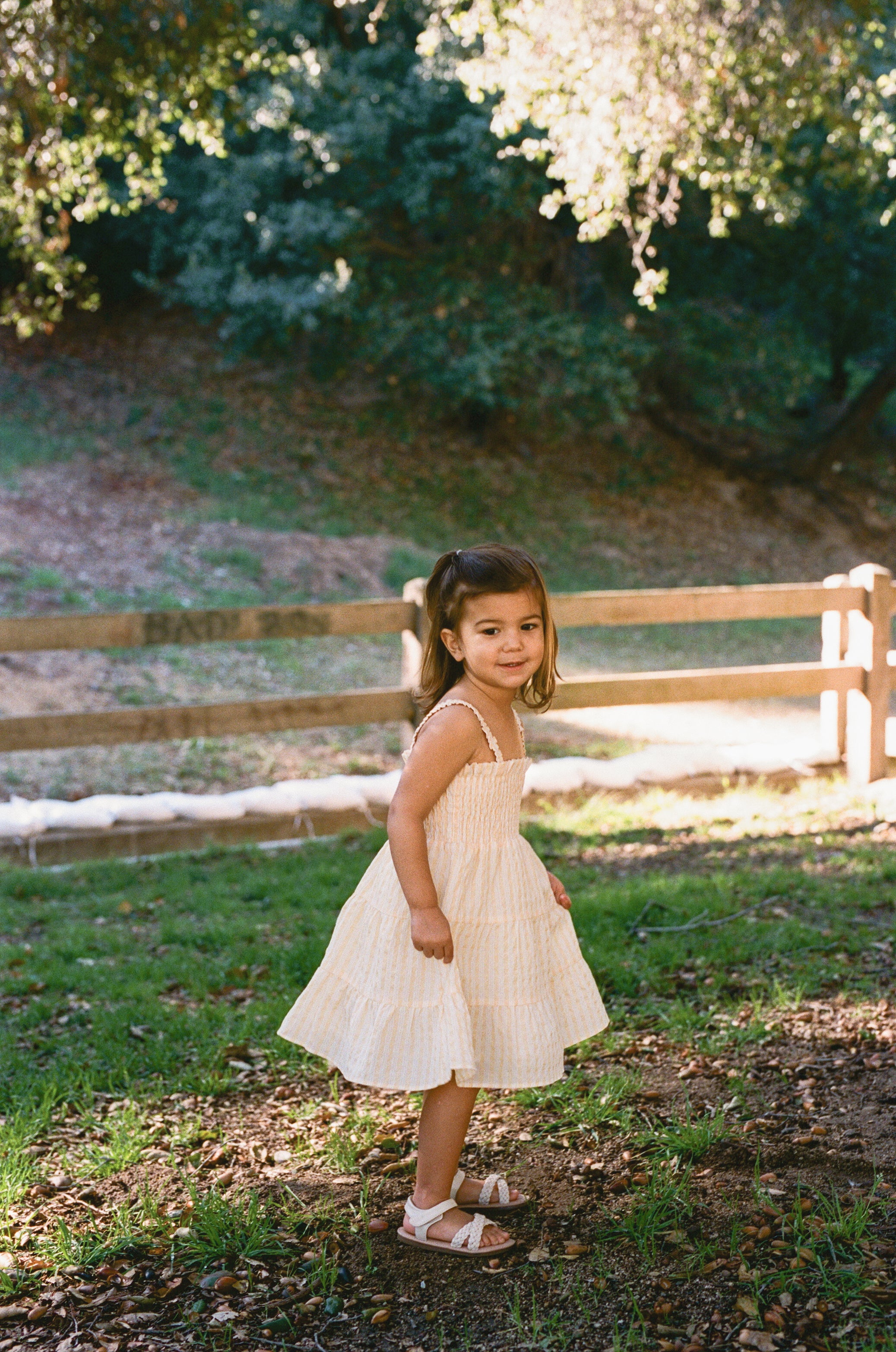 Mini Tiered Smocked Dress in Stripe Yellow