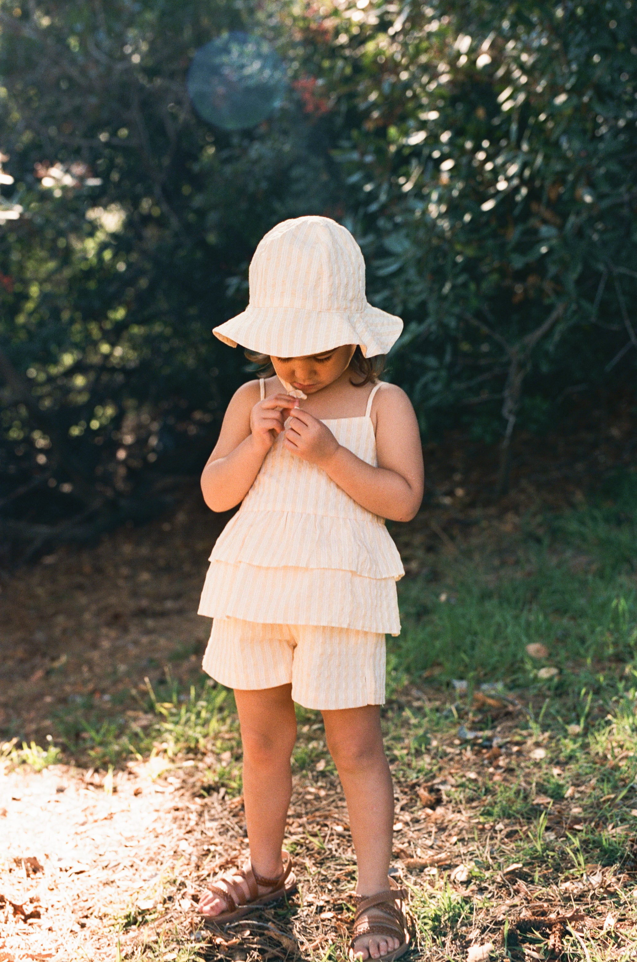 Mini Relaxed Shorts in Stripe Yellow