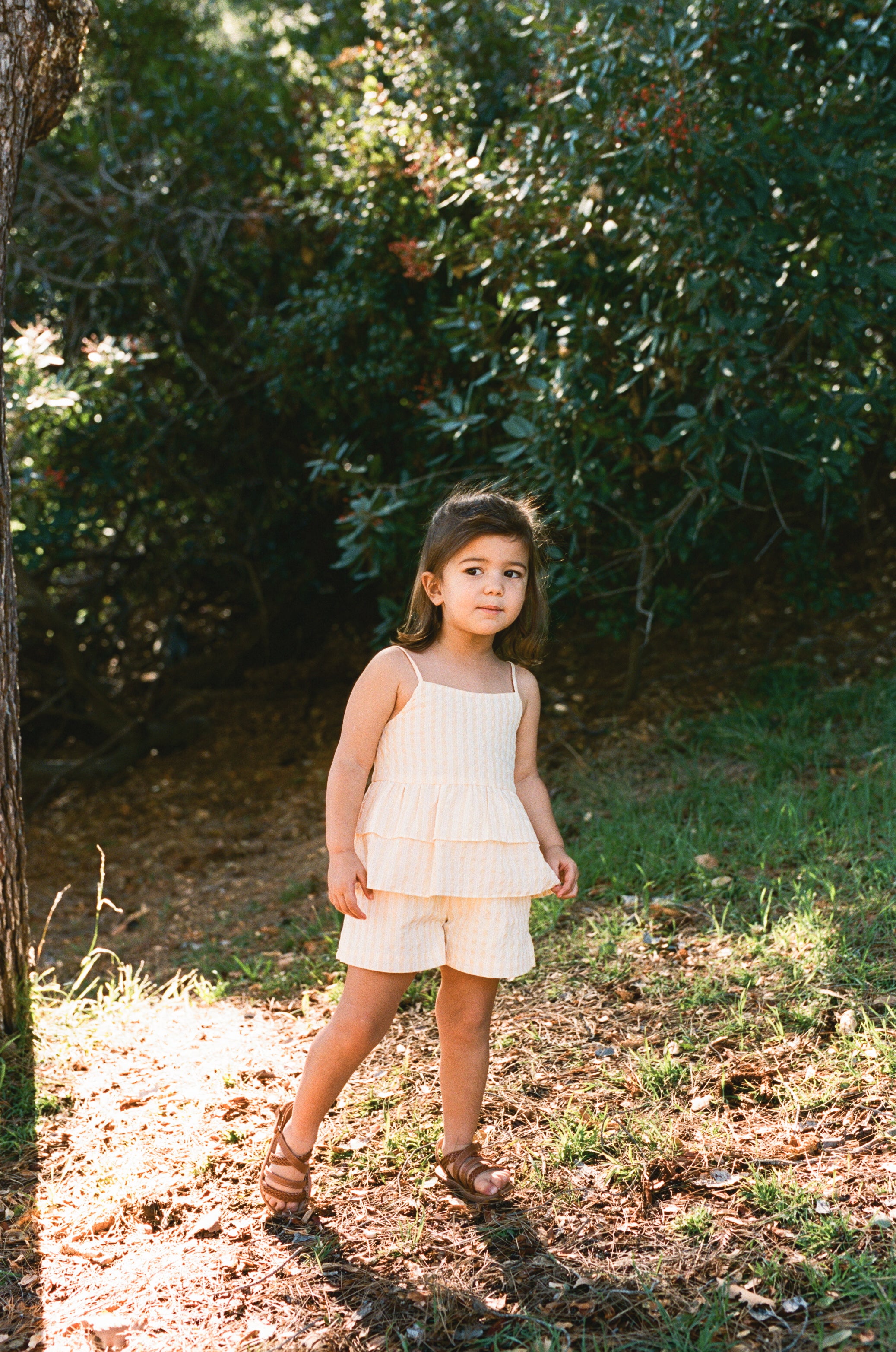 Mini Tiered Top in Stripe Yellow