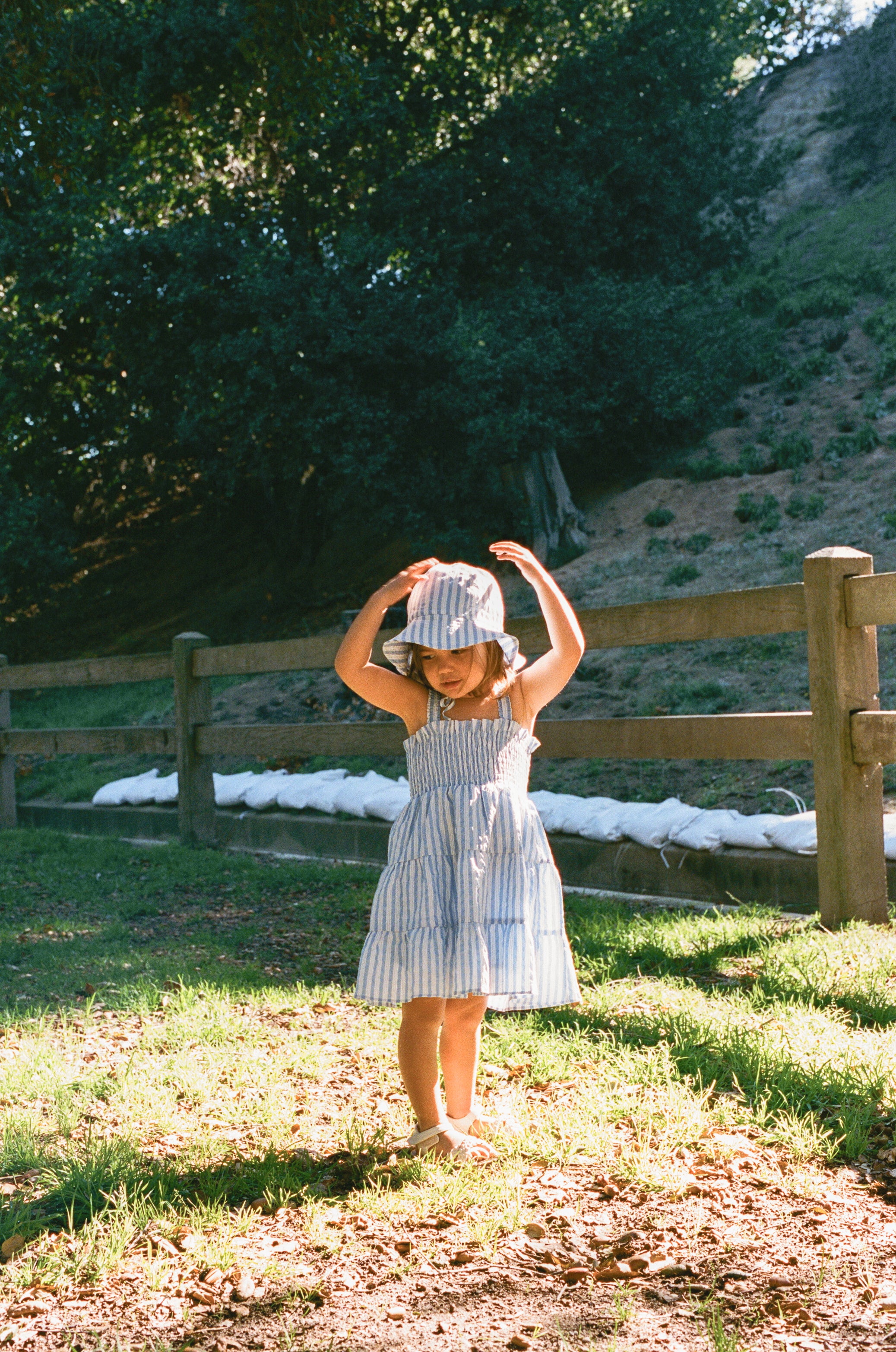 Mini Tiered Smocked Dress in Stripe Blue