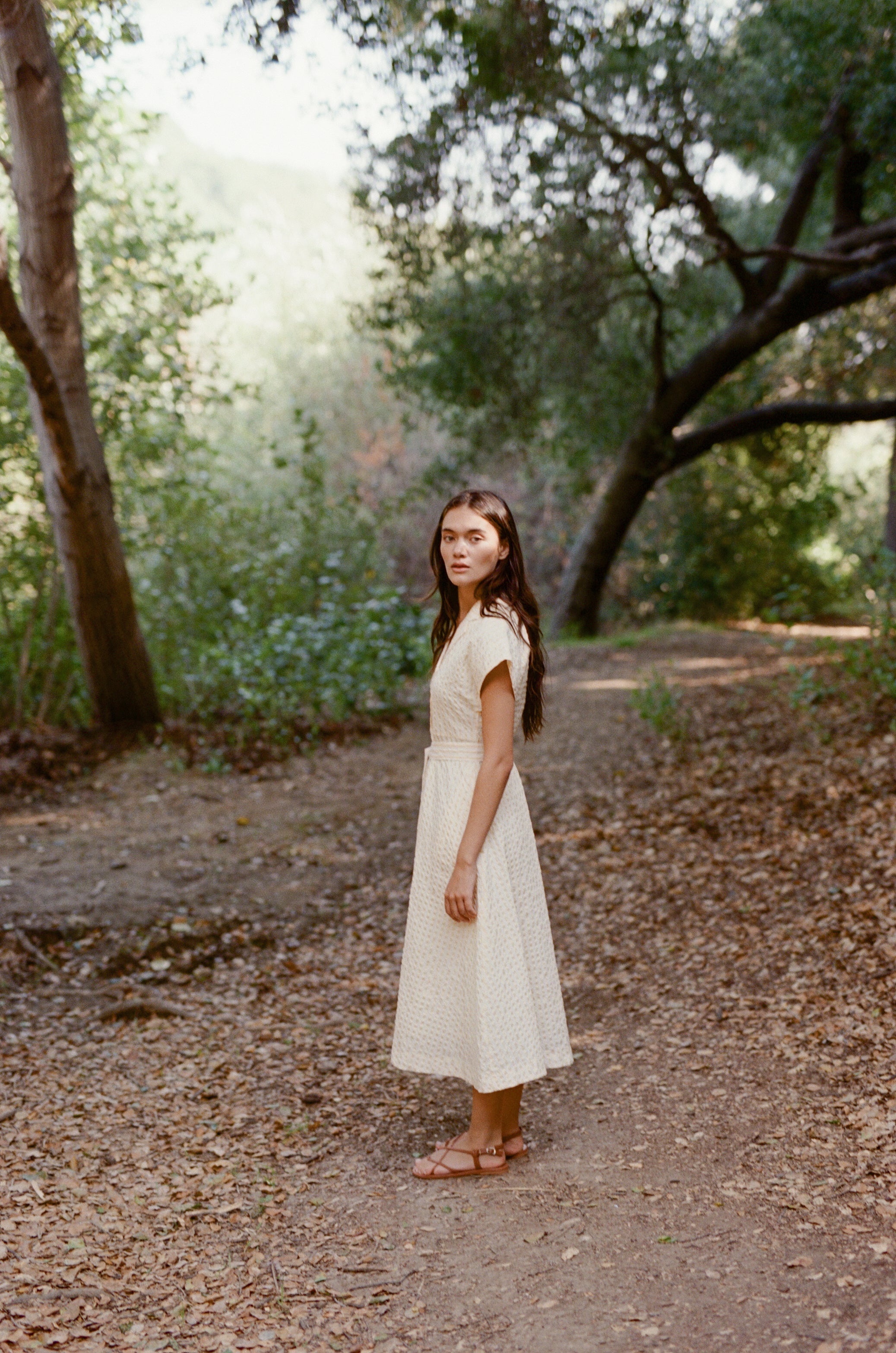 Seersucker Collared Midi Dress in Stripe Yellow