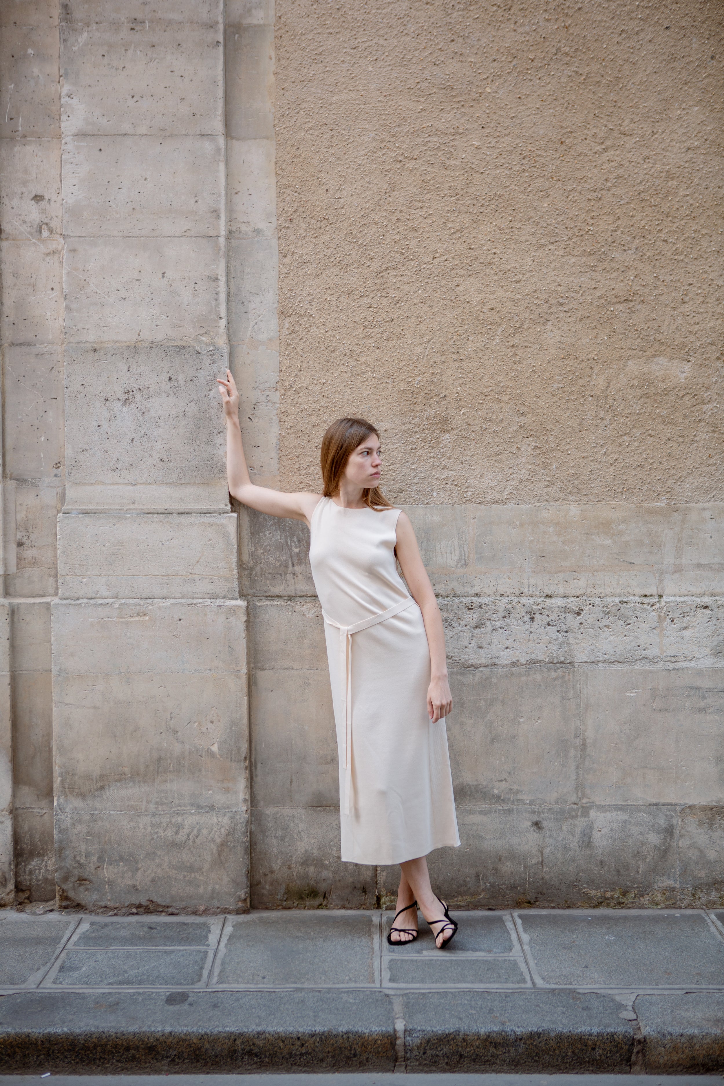 Knit Boat Neck Dress in Ivory