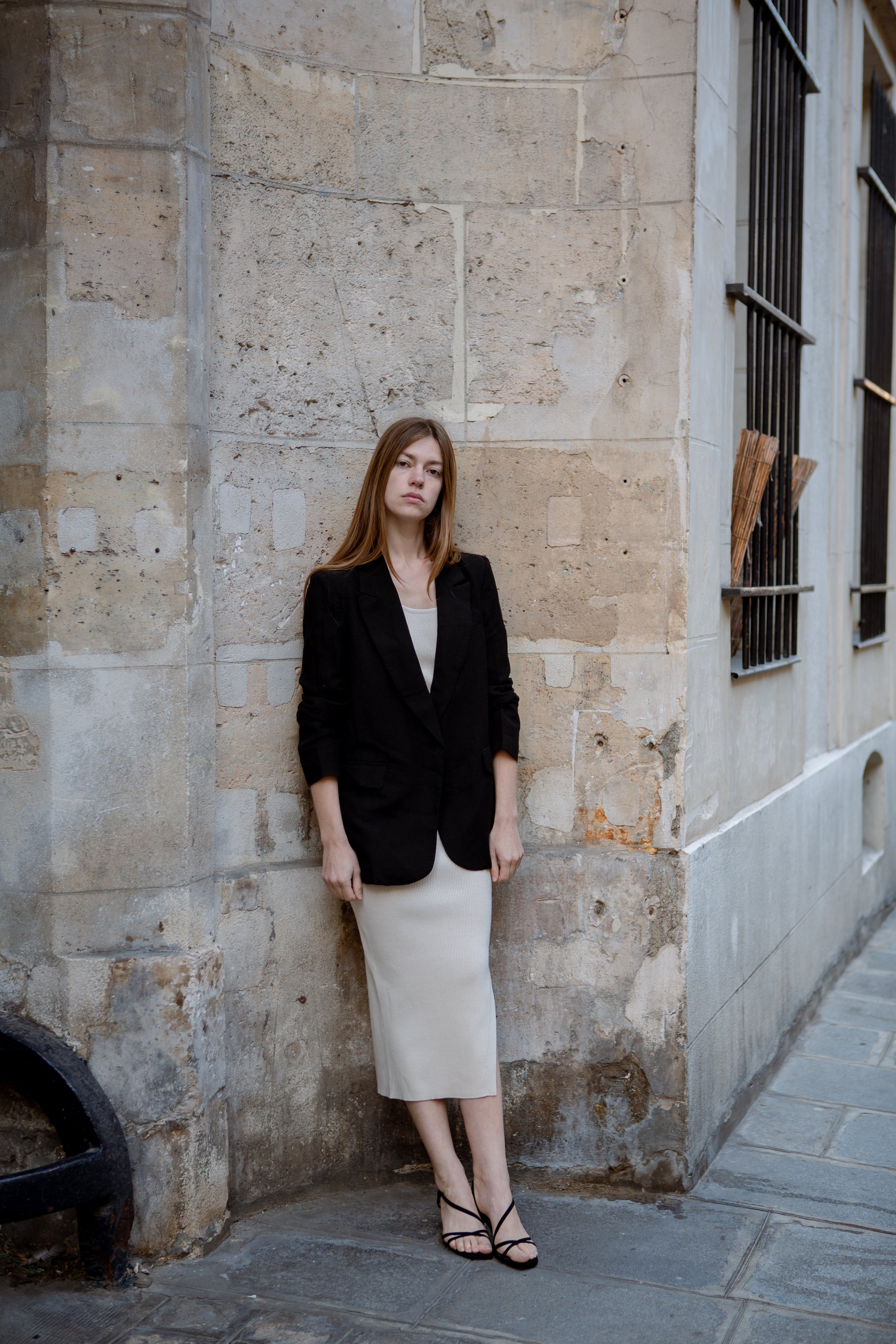 Oversized Linen Blazer in Black