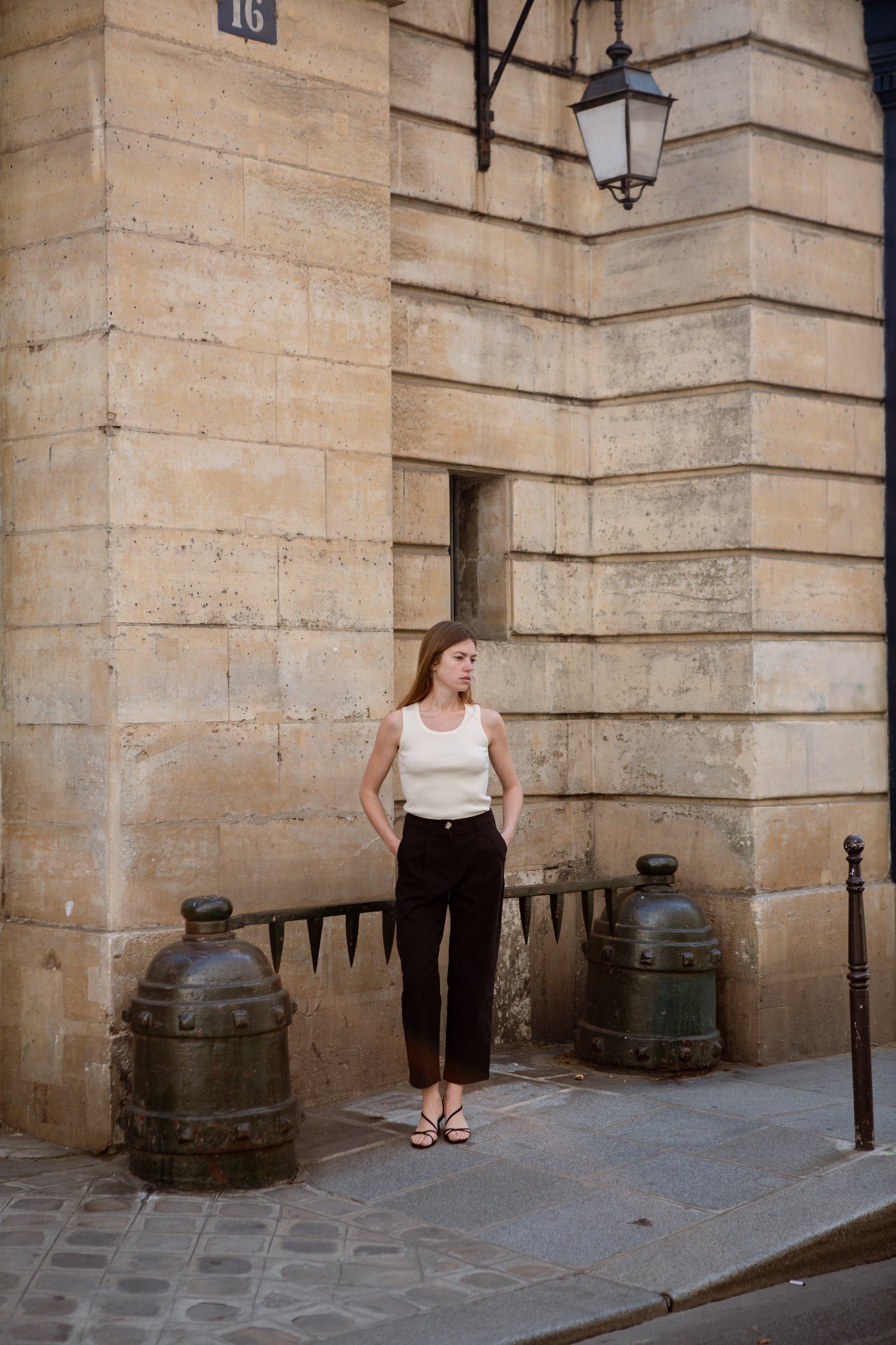 Pleated Cotton Culottes in Black