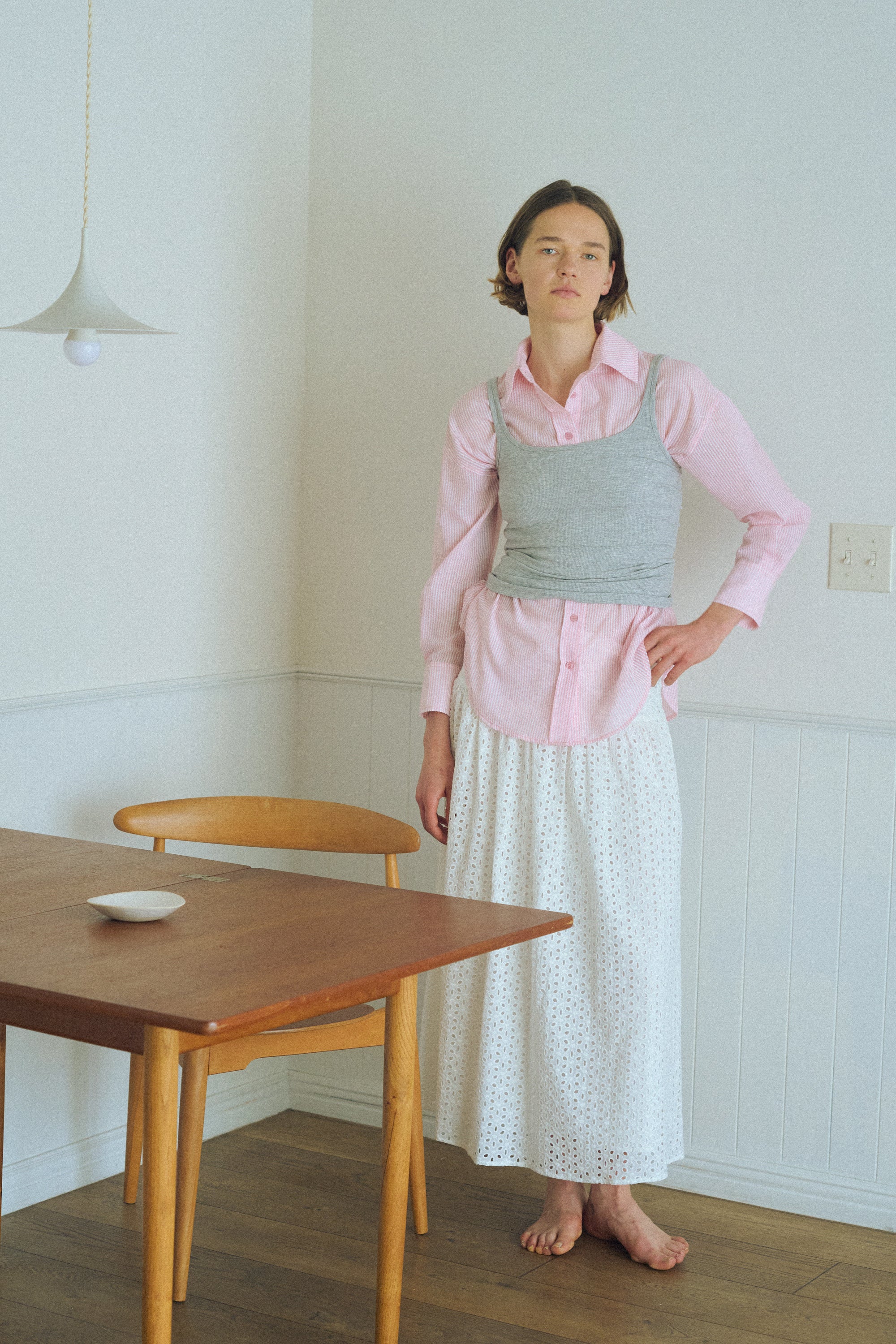 Cruise Long Sleeved Shirt in Seersucker Pink Stripes
