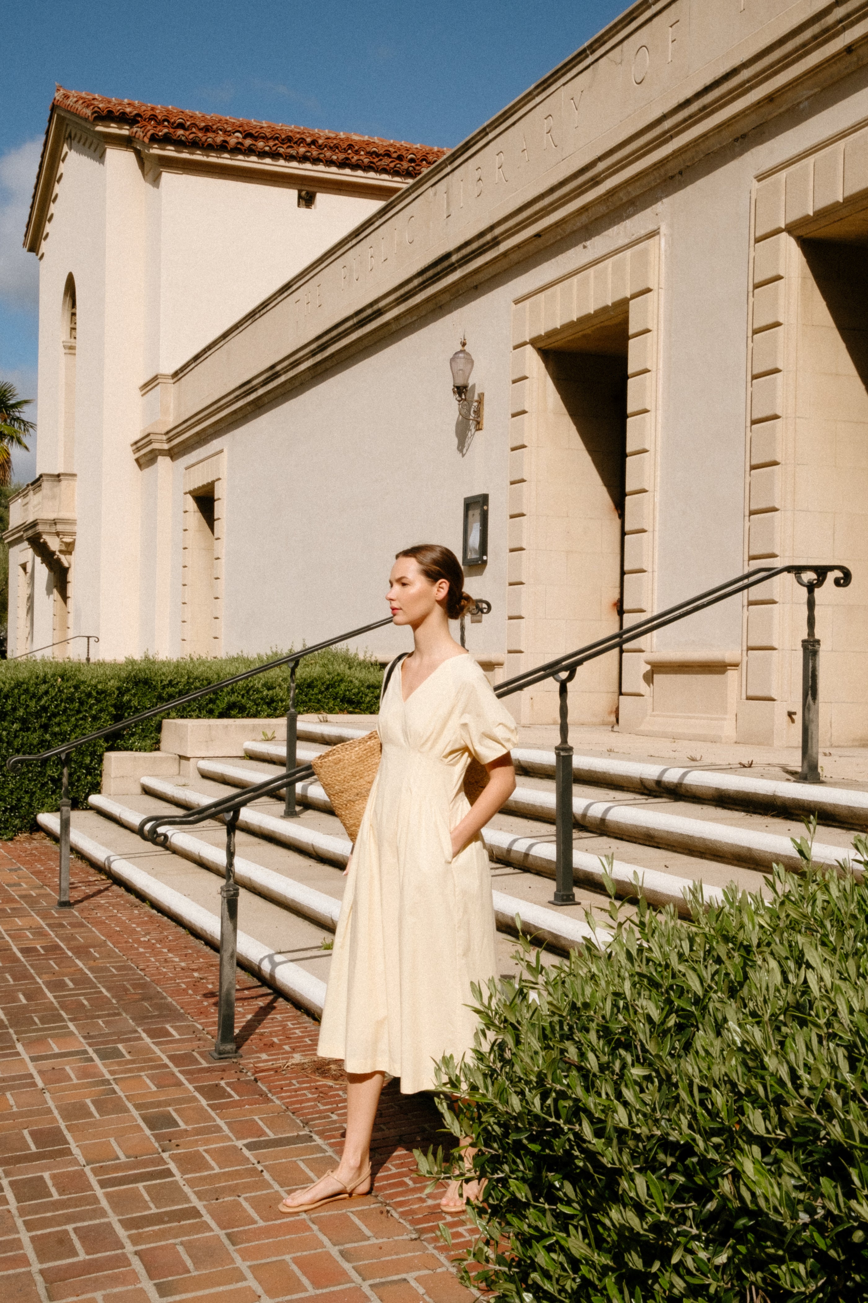 Pleated Waist Dress in Soft Yellow