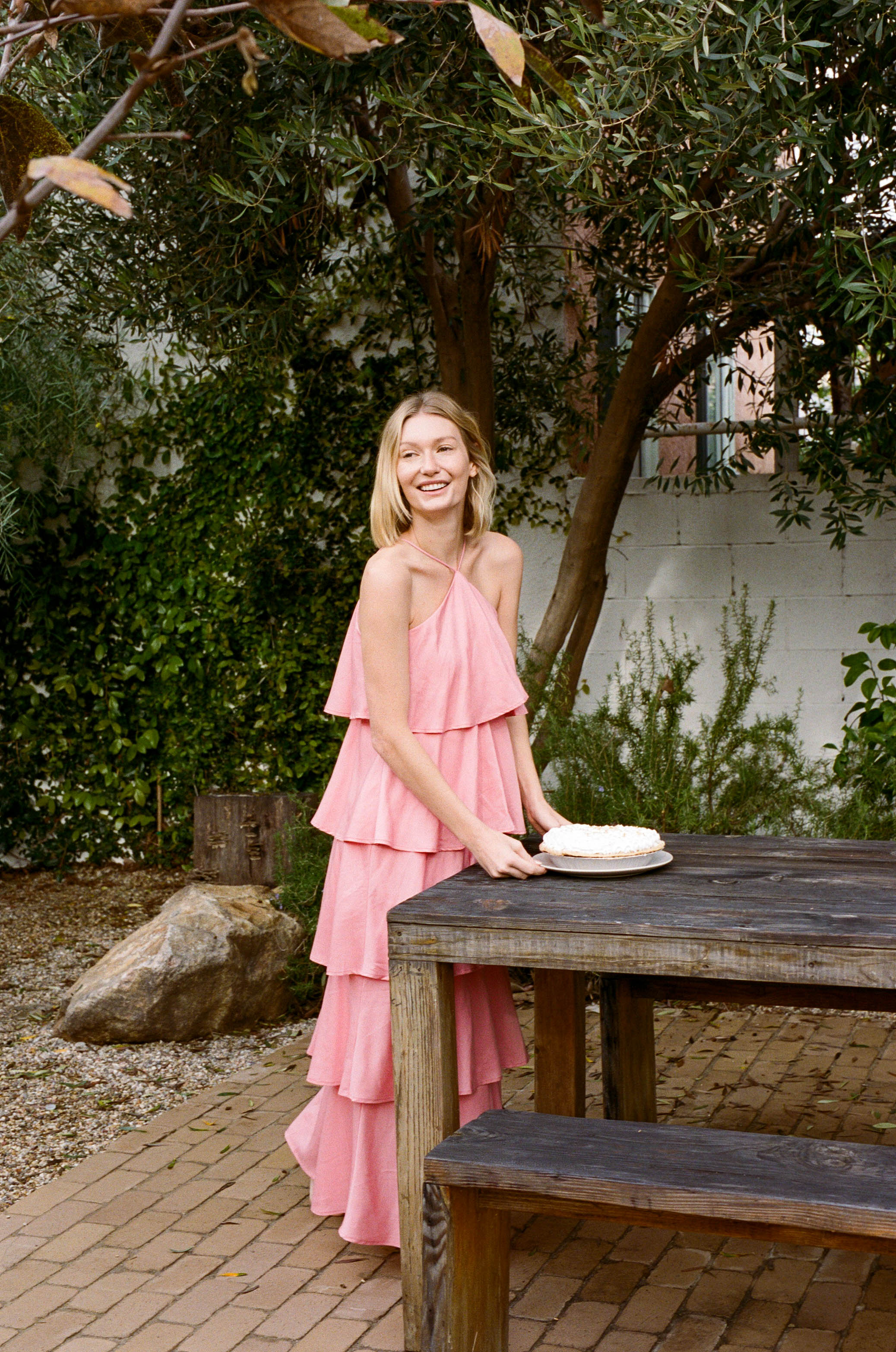 Layered Maxi Dress in Pink