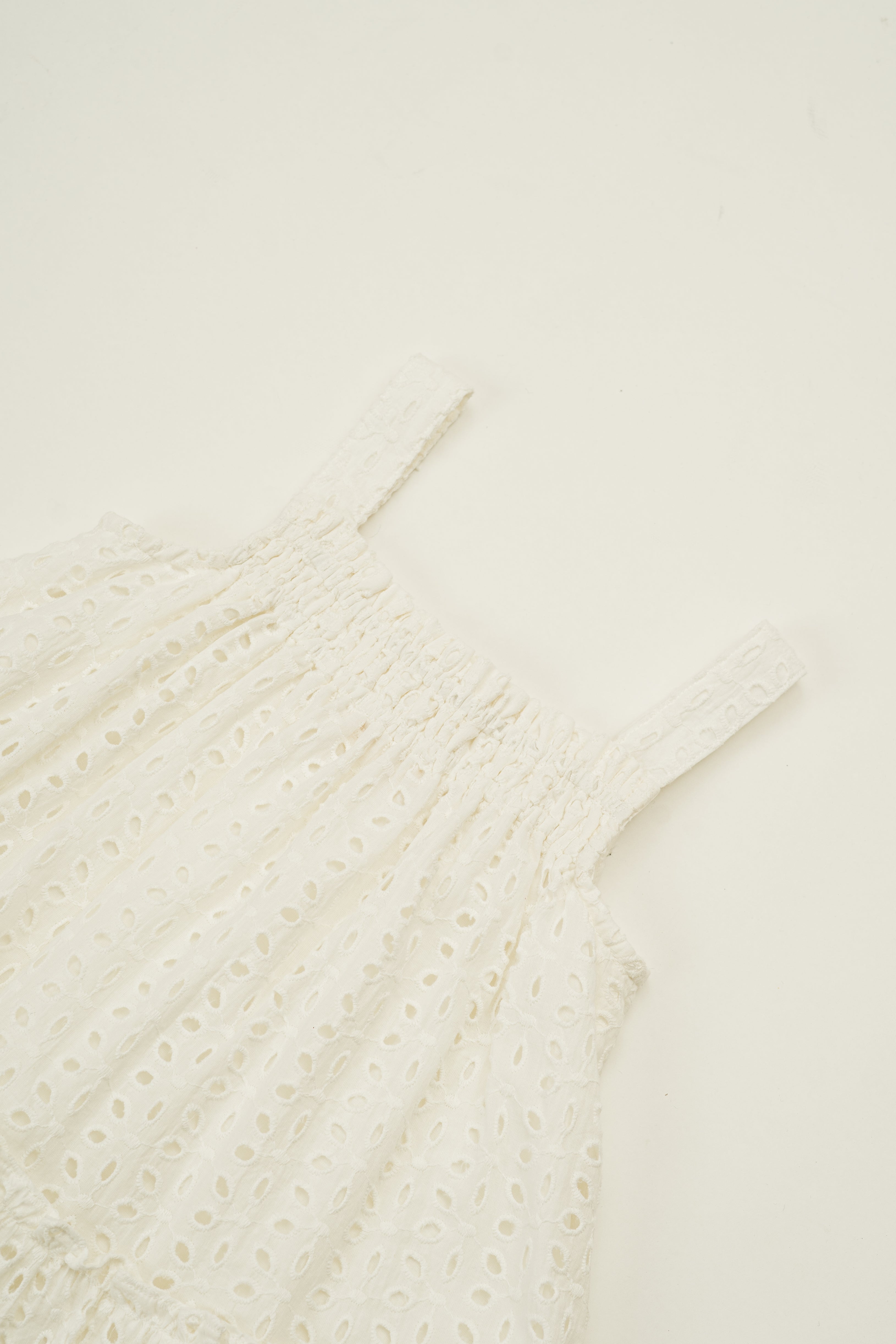 Mini Frilled Tiered Dress in Broderie White