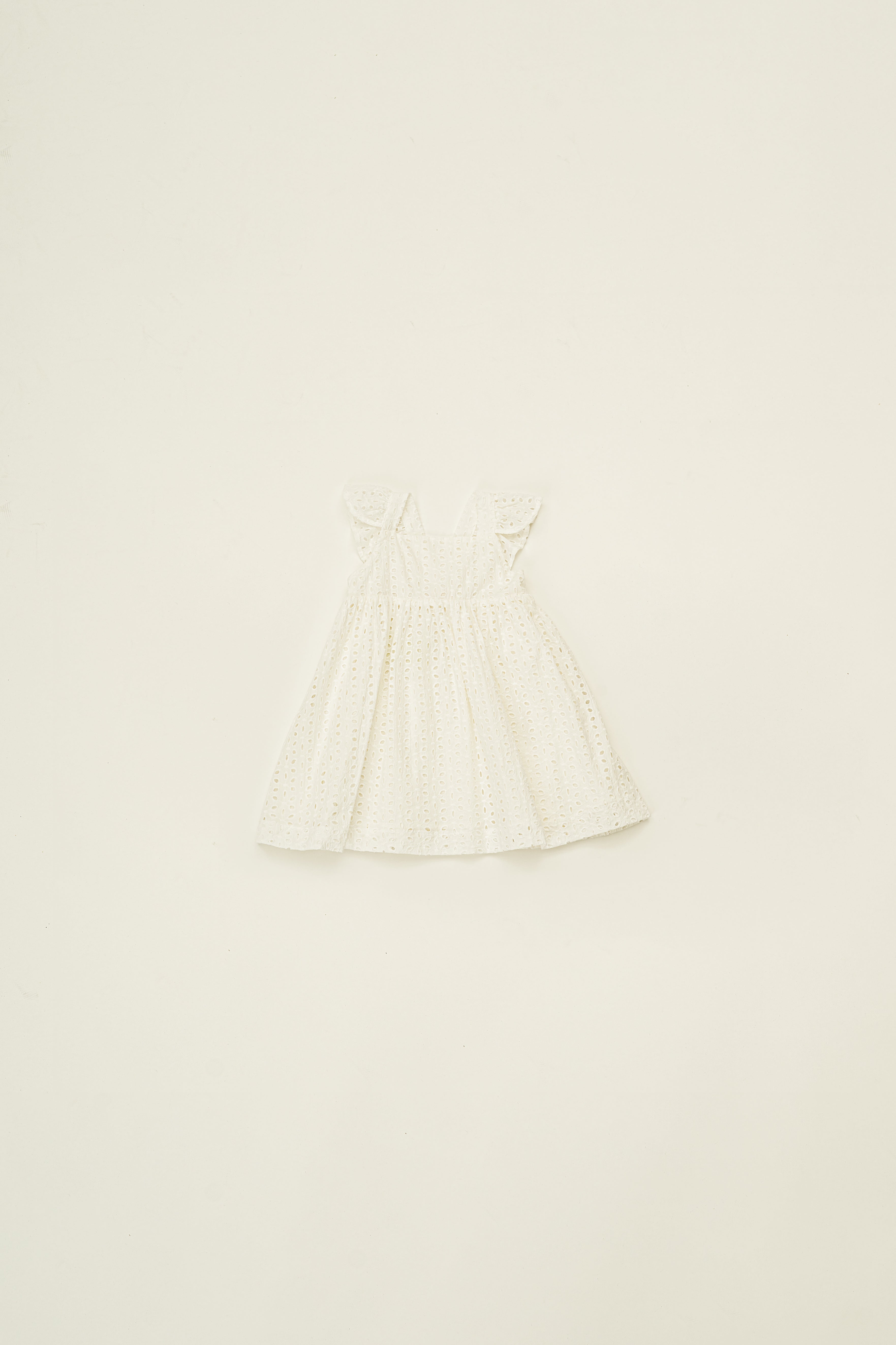 Mini Frilled Strap Dress in Broderie White