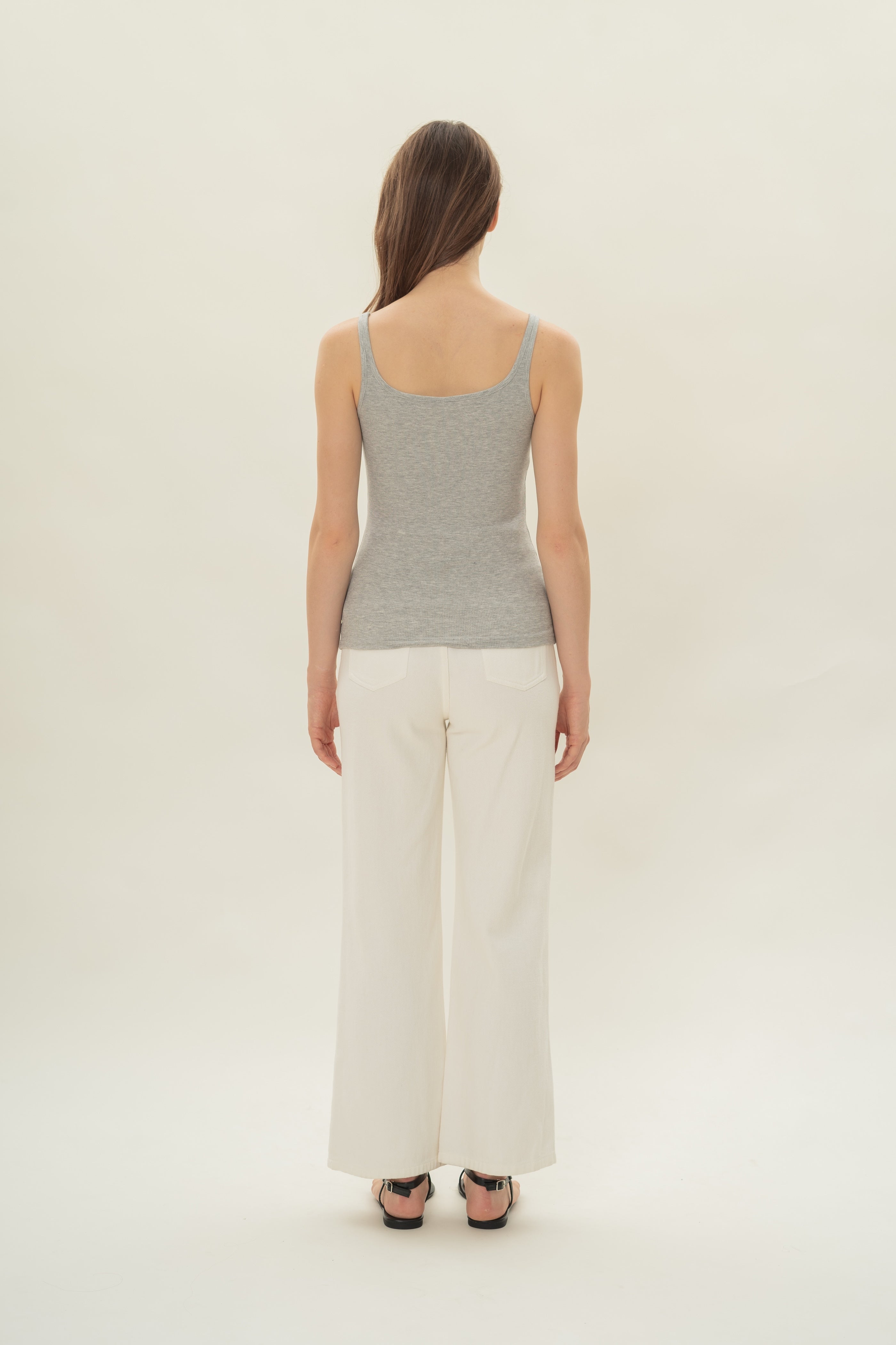 Soft Ribbed Tank Top in Heather Grey