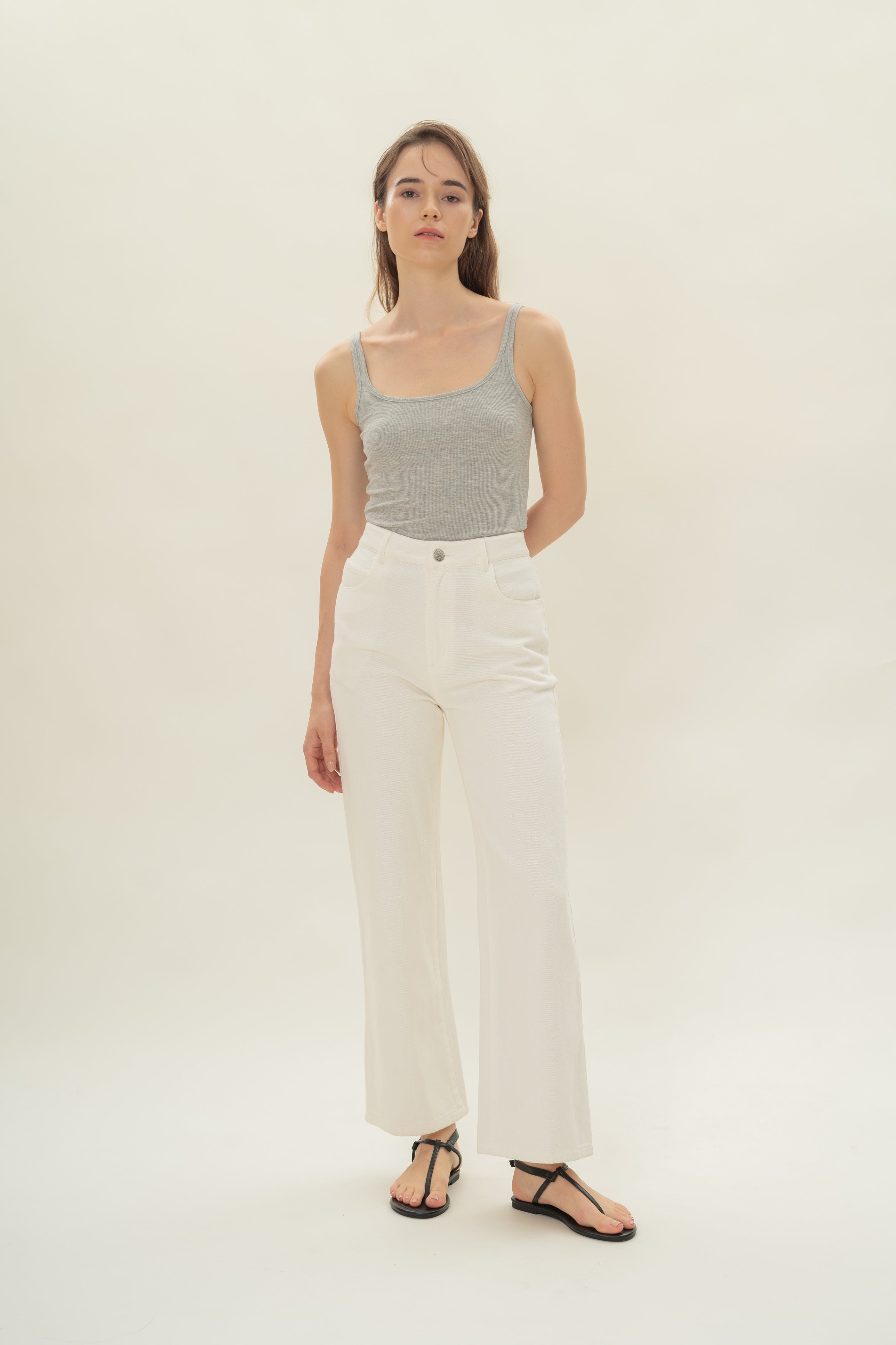 Soft Ribbed Tank Top in Heather Grey
