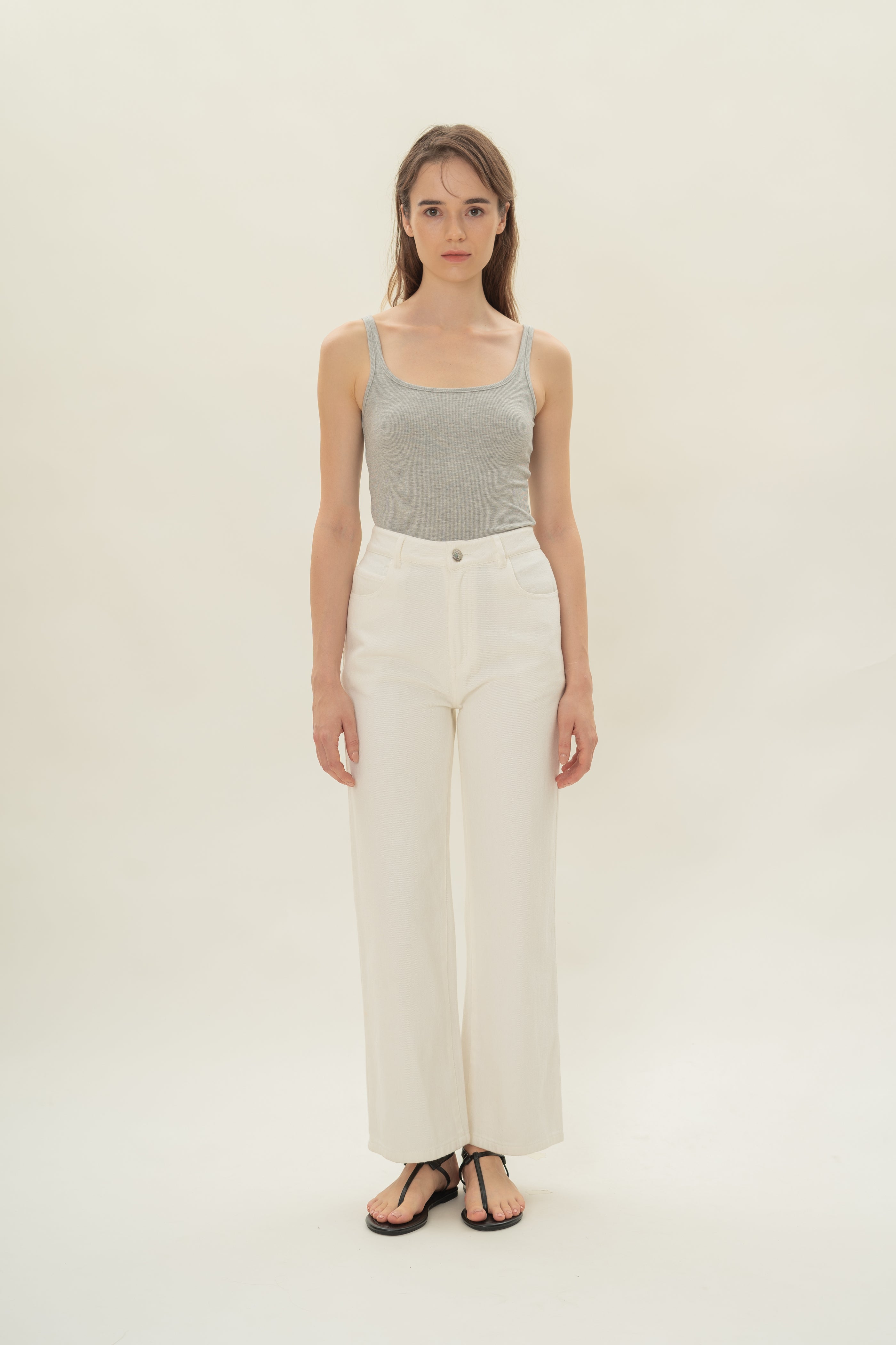 Soft Ribbed Tank Top in Heather Grey