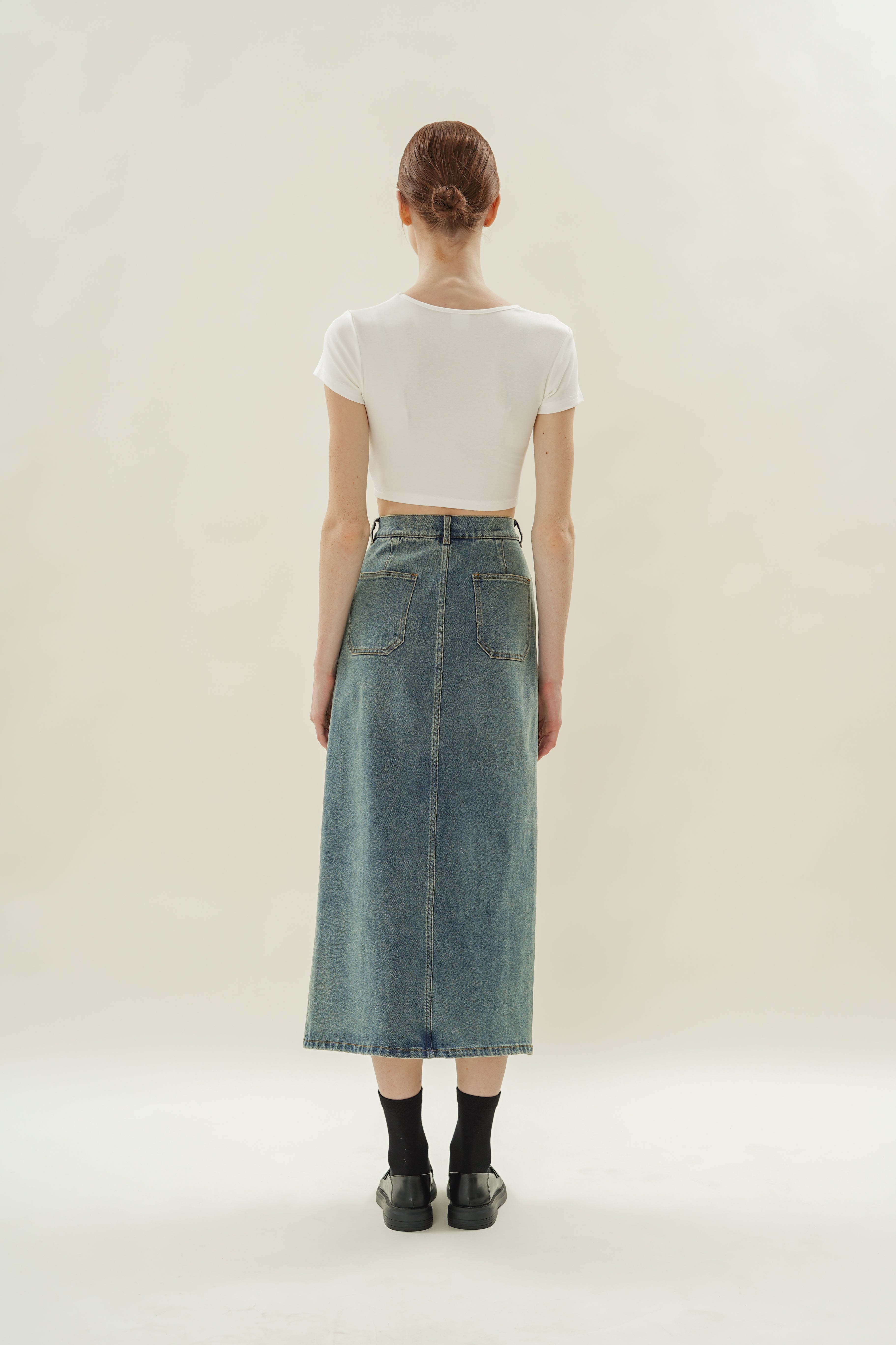 Stretch Cropped Mini Baby Tee in White