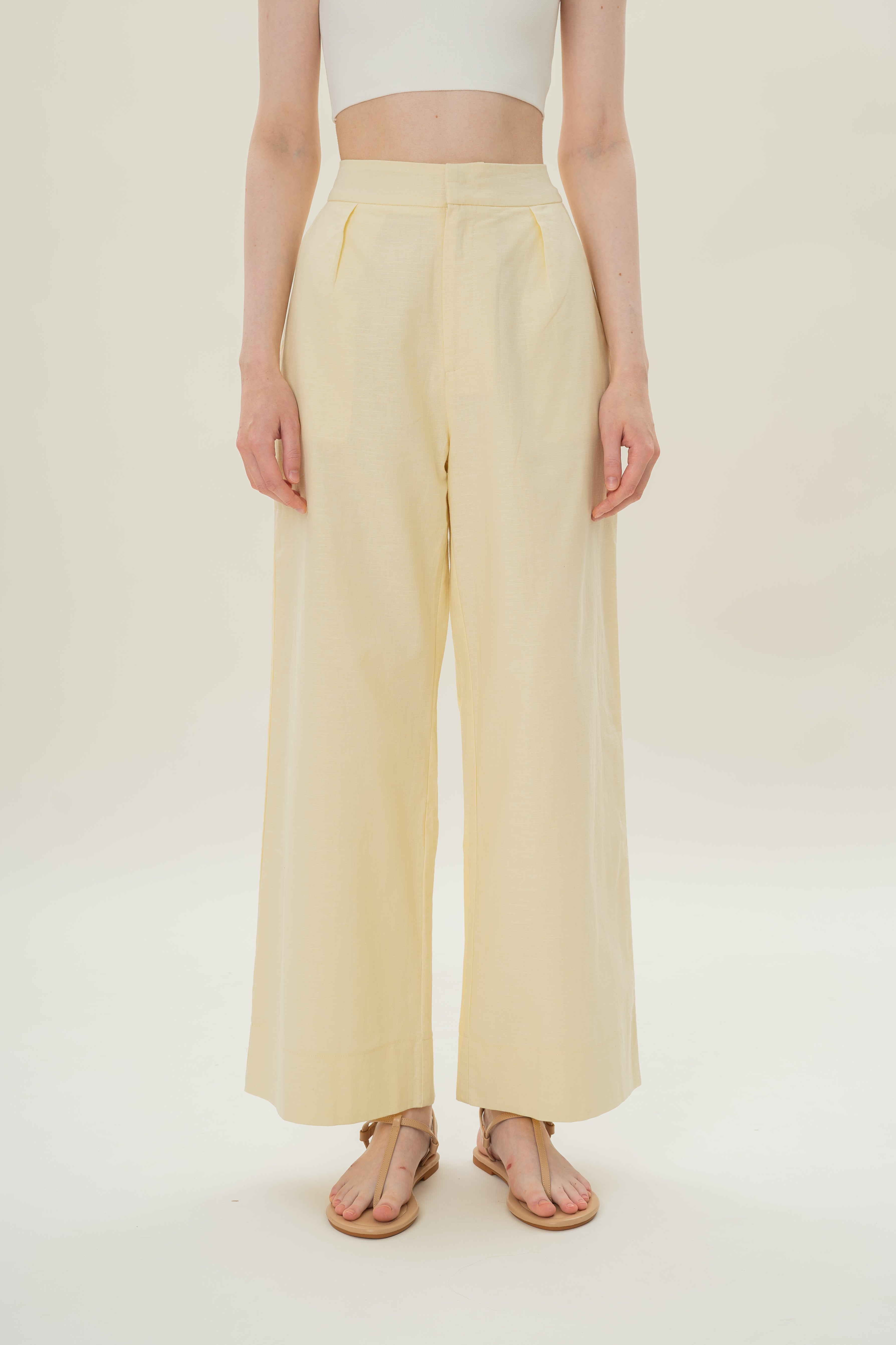 Textured Linen Trousers in Eggnog