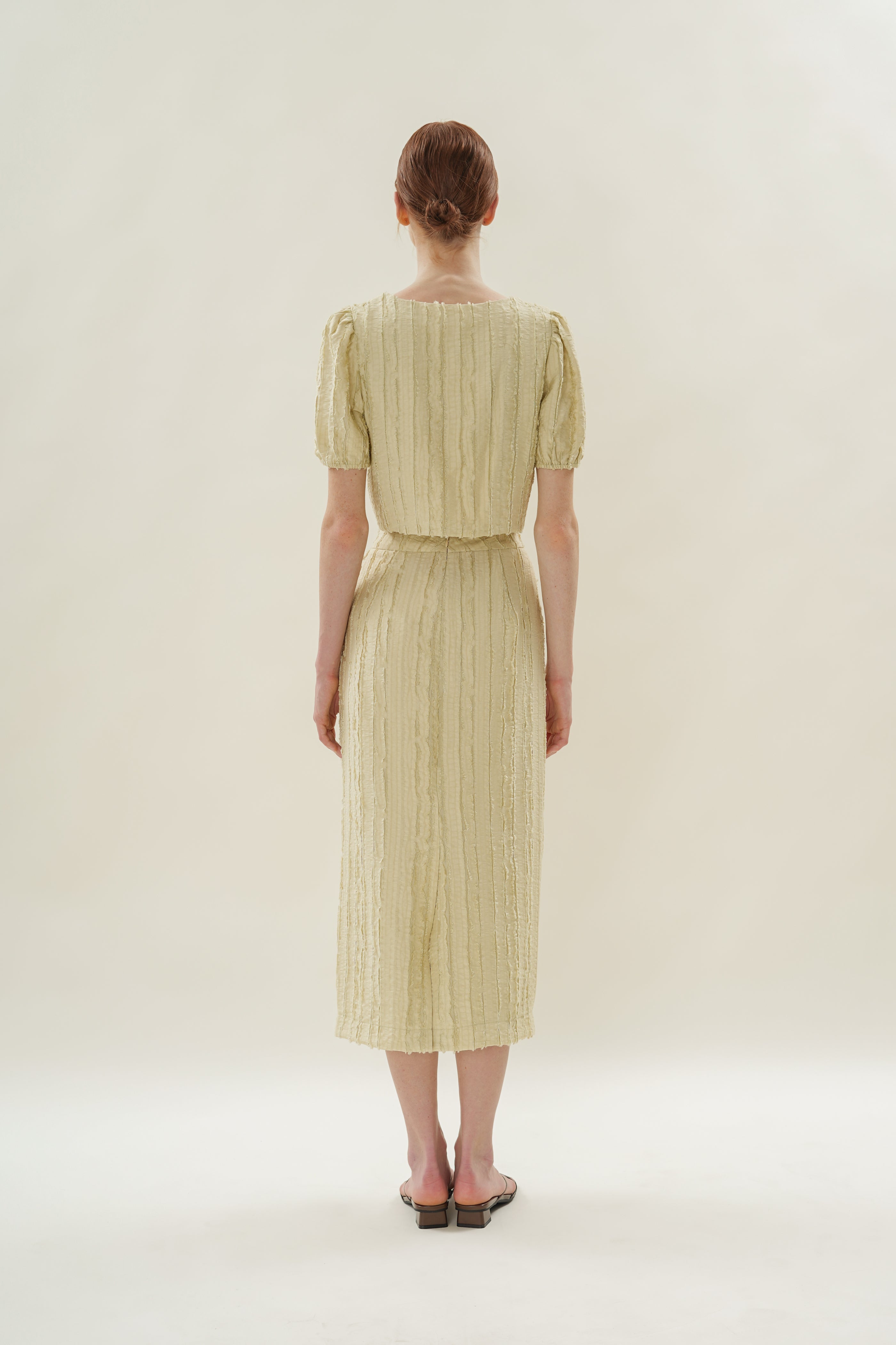 Soft Textured Tie-Detailed Top in Sage