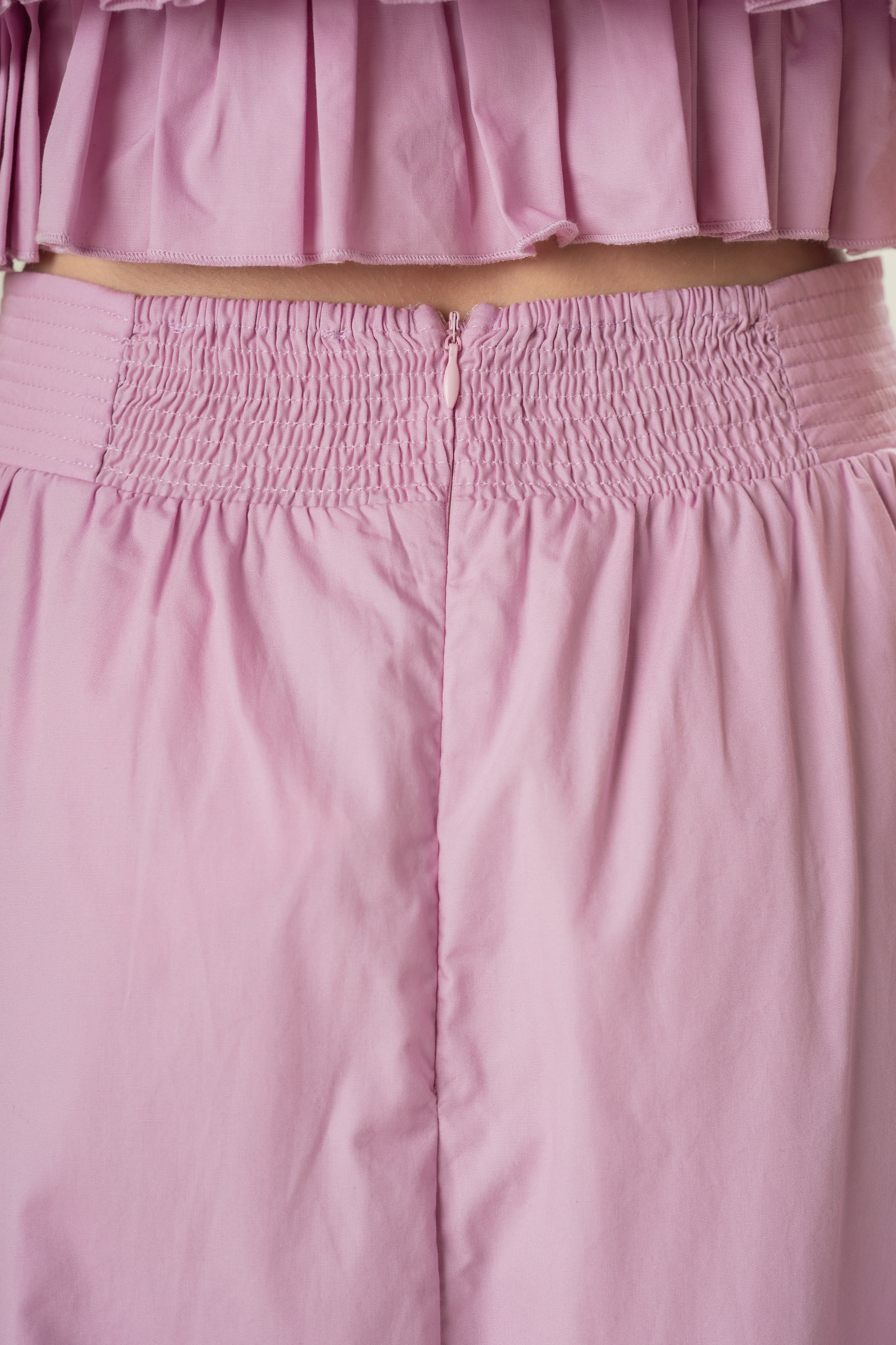 Stitched Waistband Gathered Midi Skirt in Hibiscus