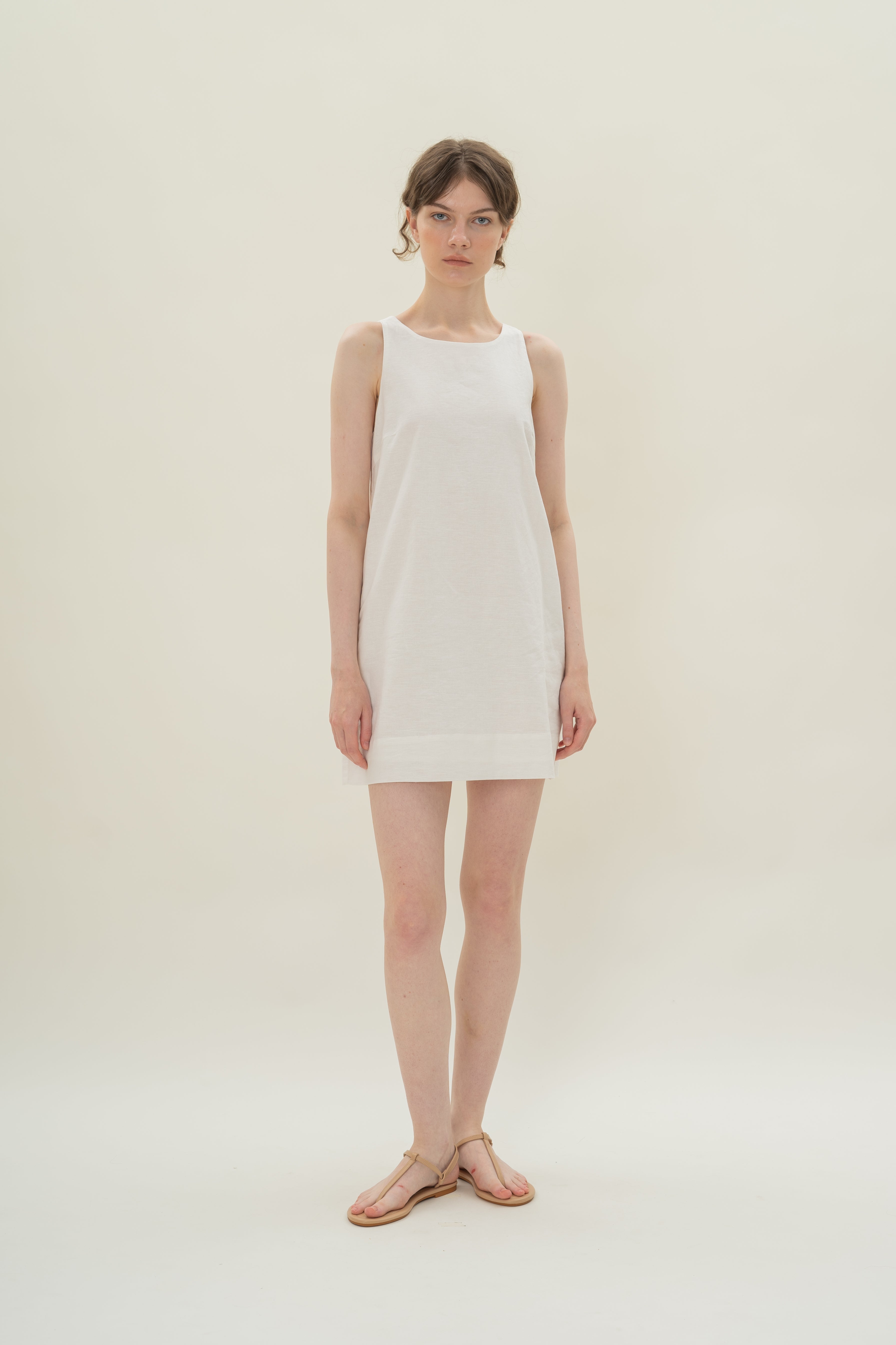 Linen Shift Dress in White