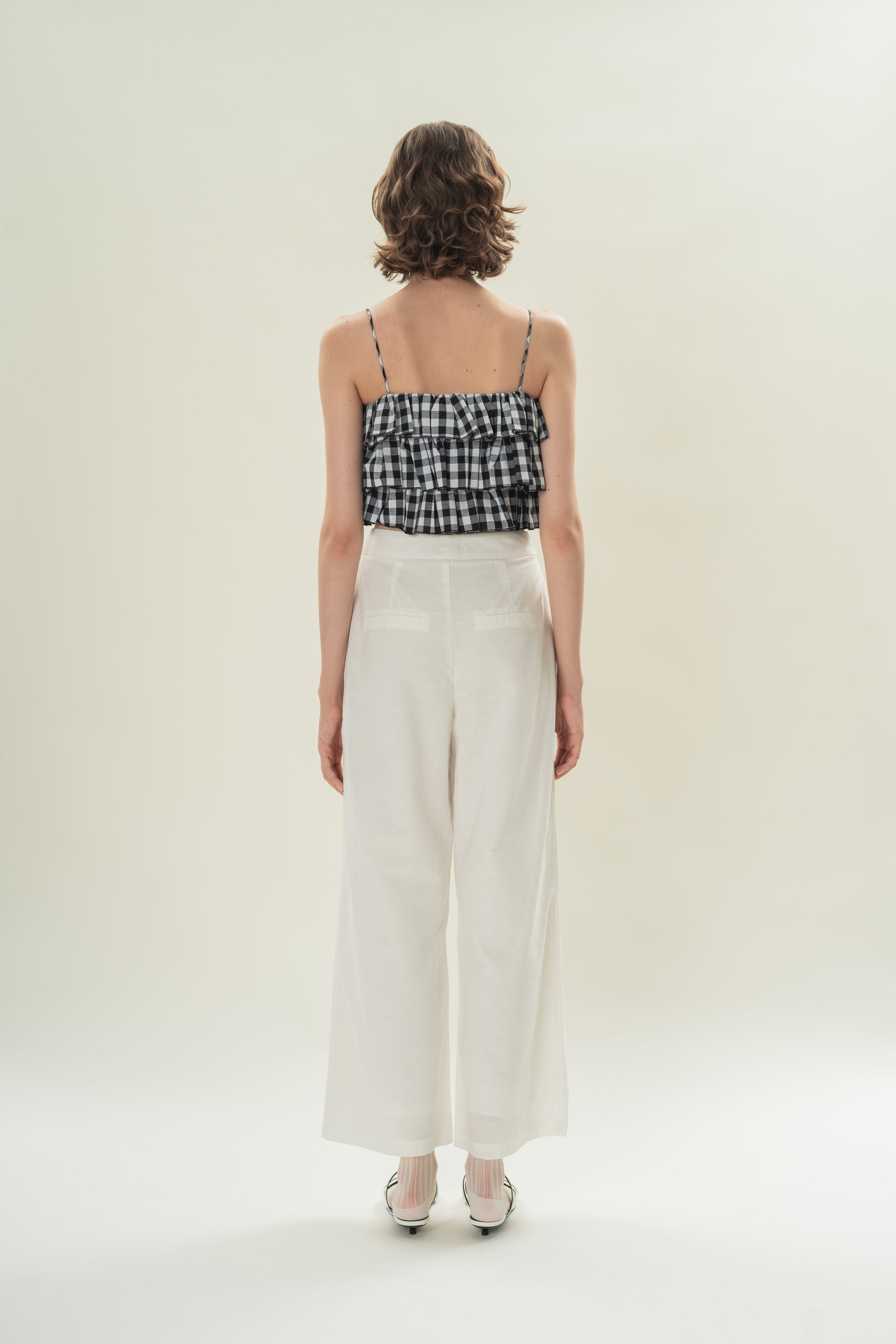 Tiered Ruffle Top in Black Gingham