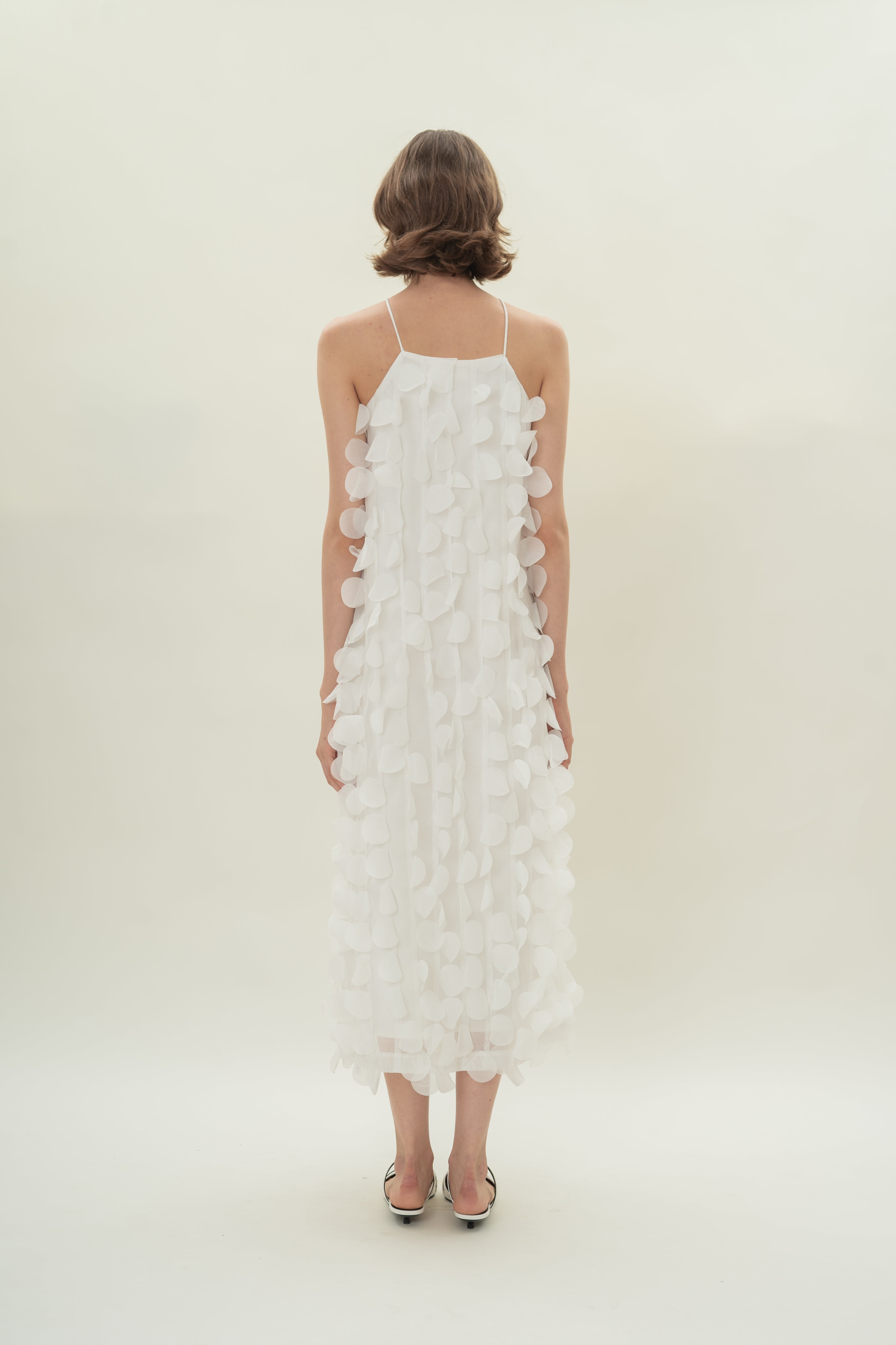 Petal Halter Maxi Dress in White