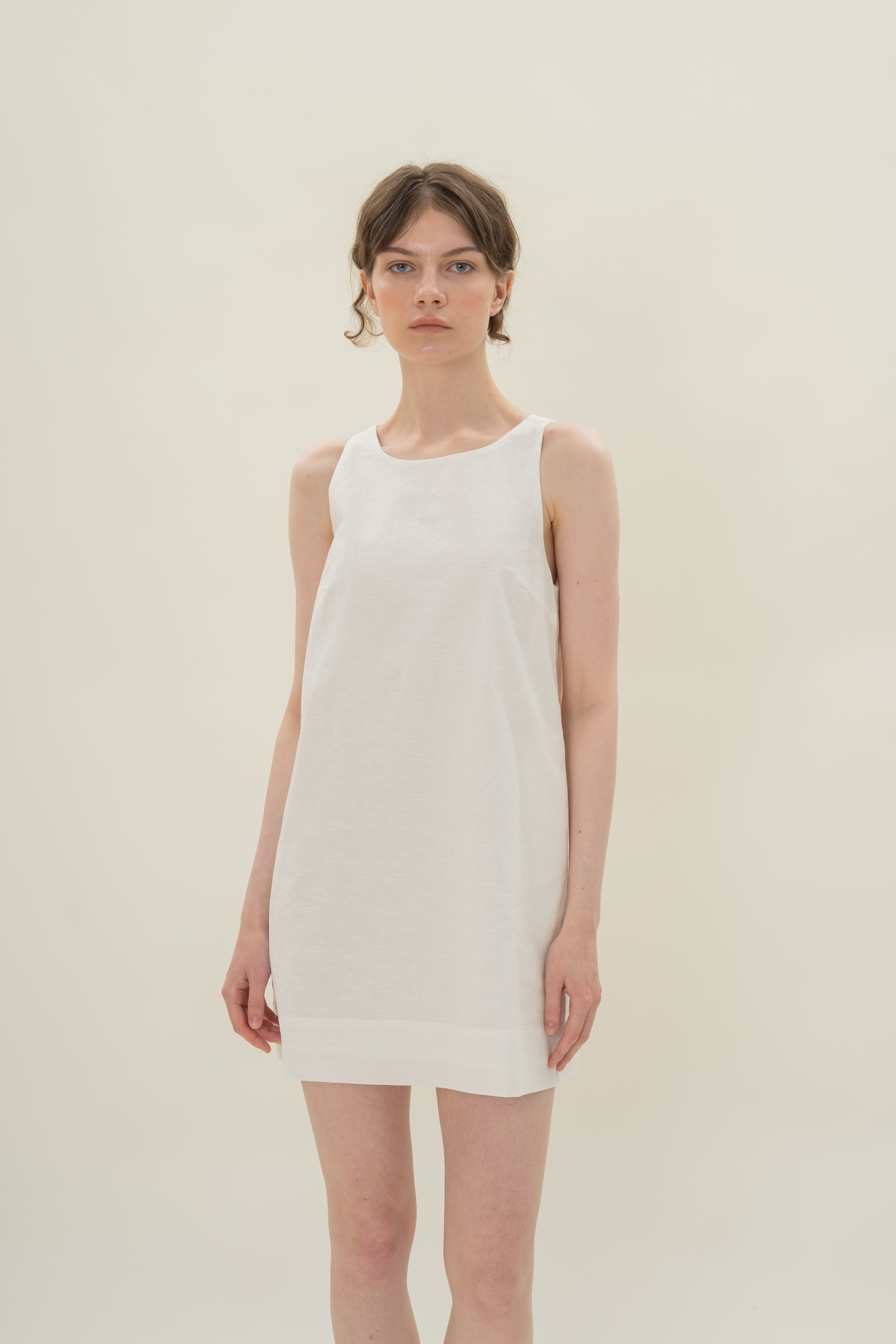 Linen Shift Dress in White