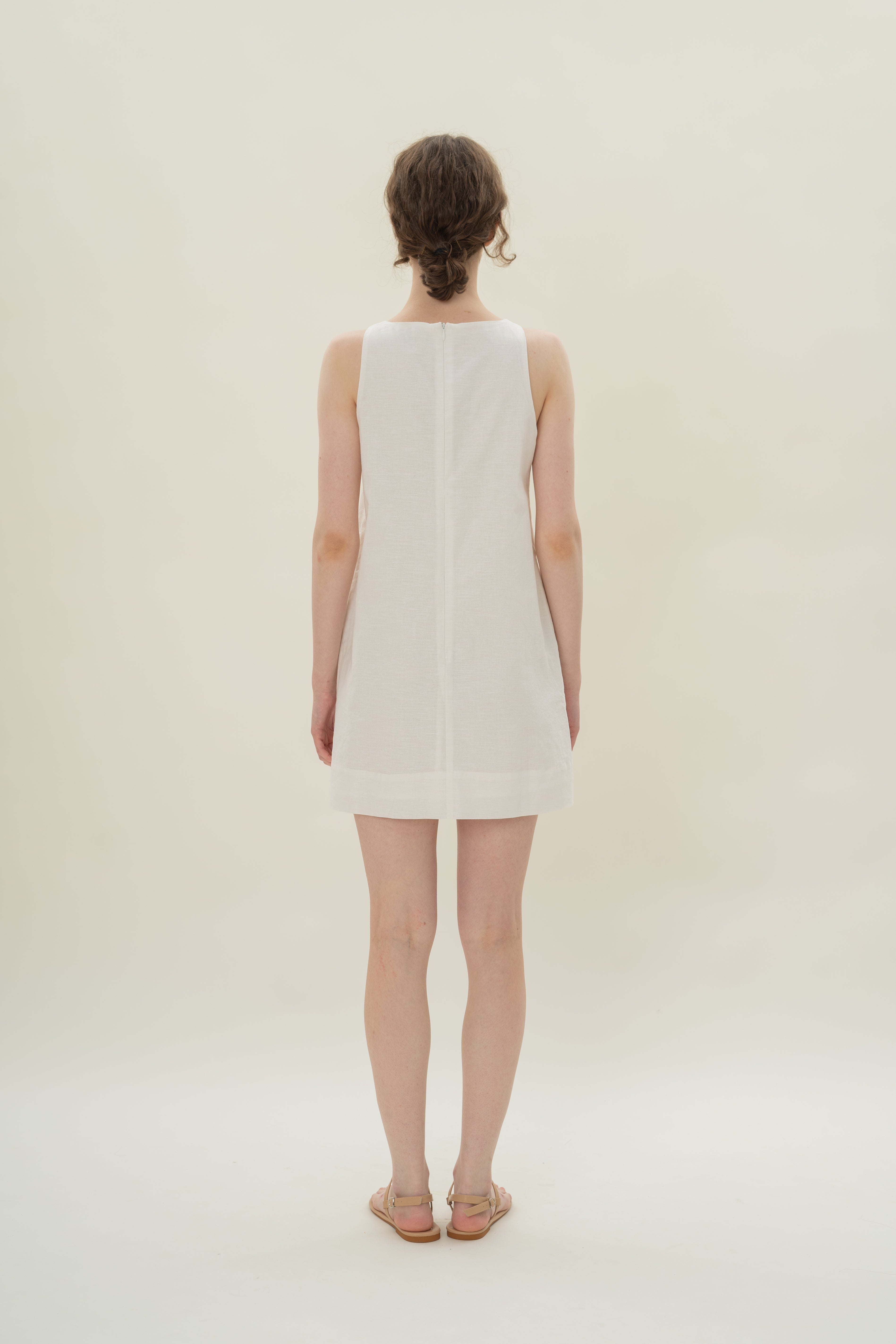 Linen Shift Dress in White