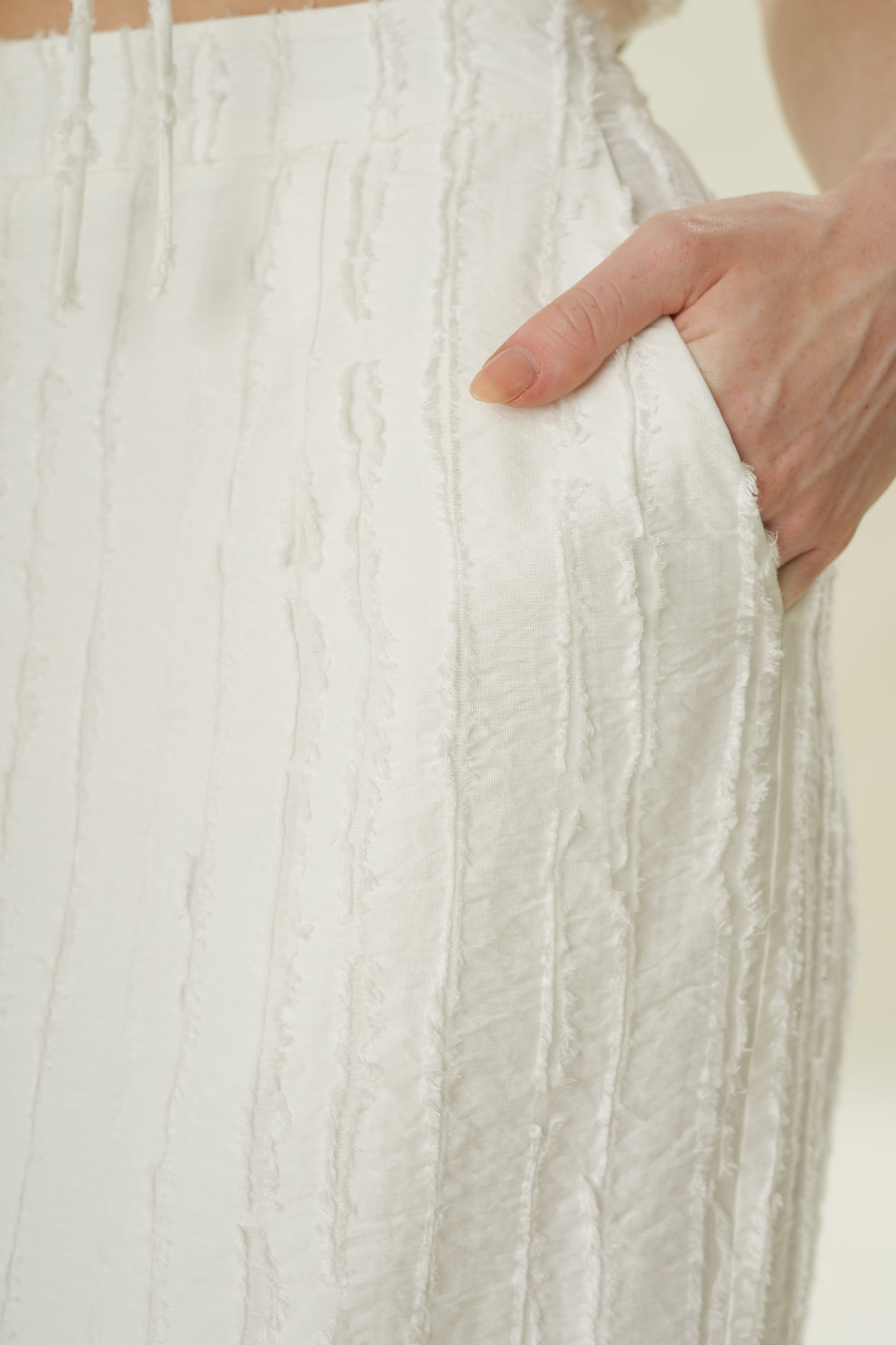 Soft Textured Straight Skirt in White