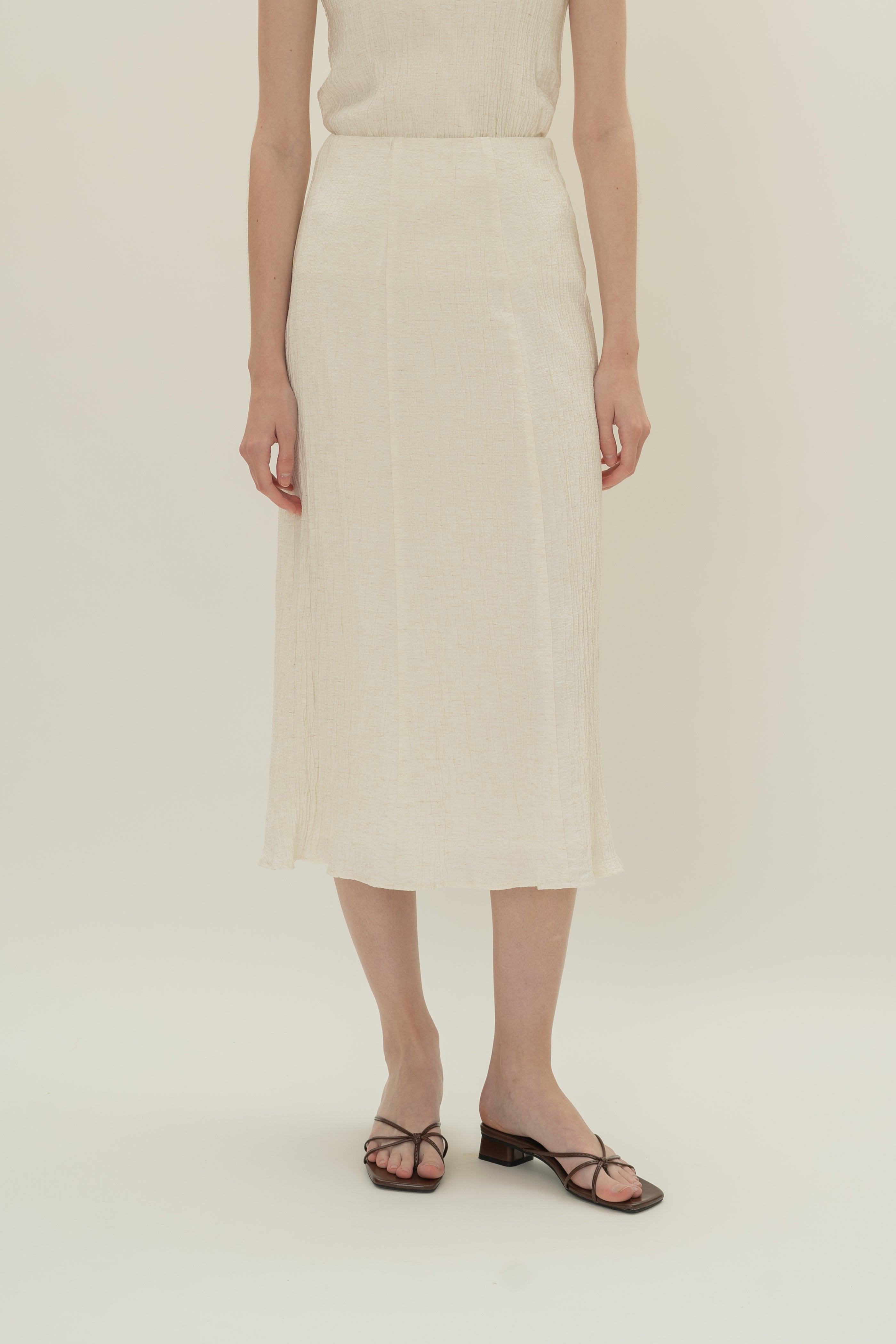 Textured A-Line Skirt in White