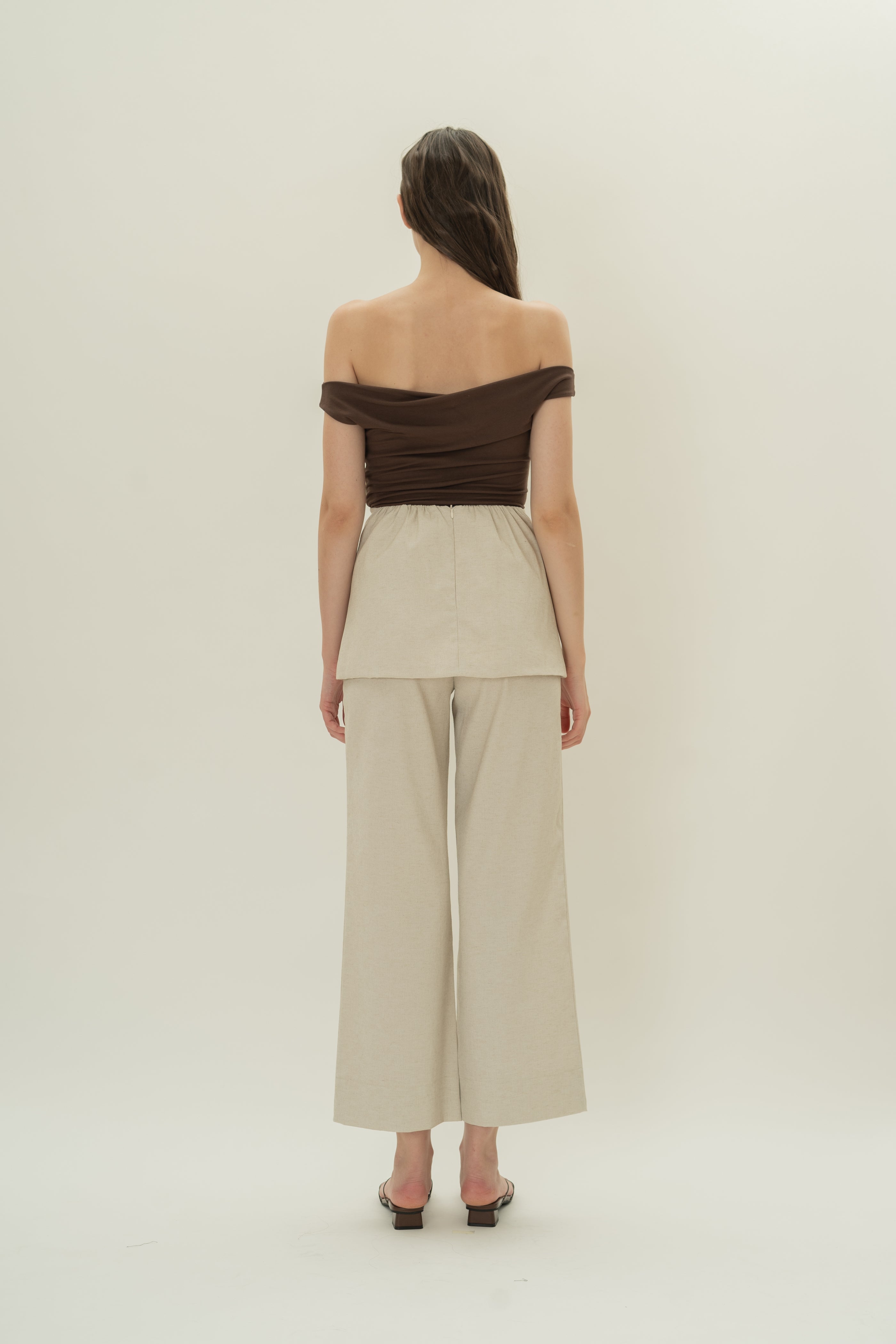 Tailored Pants With Overlay Skirt in Natural