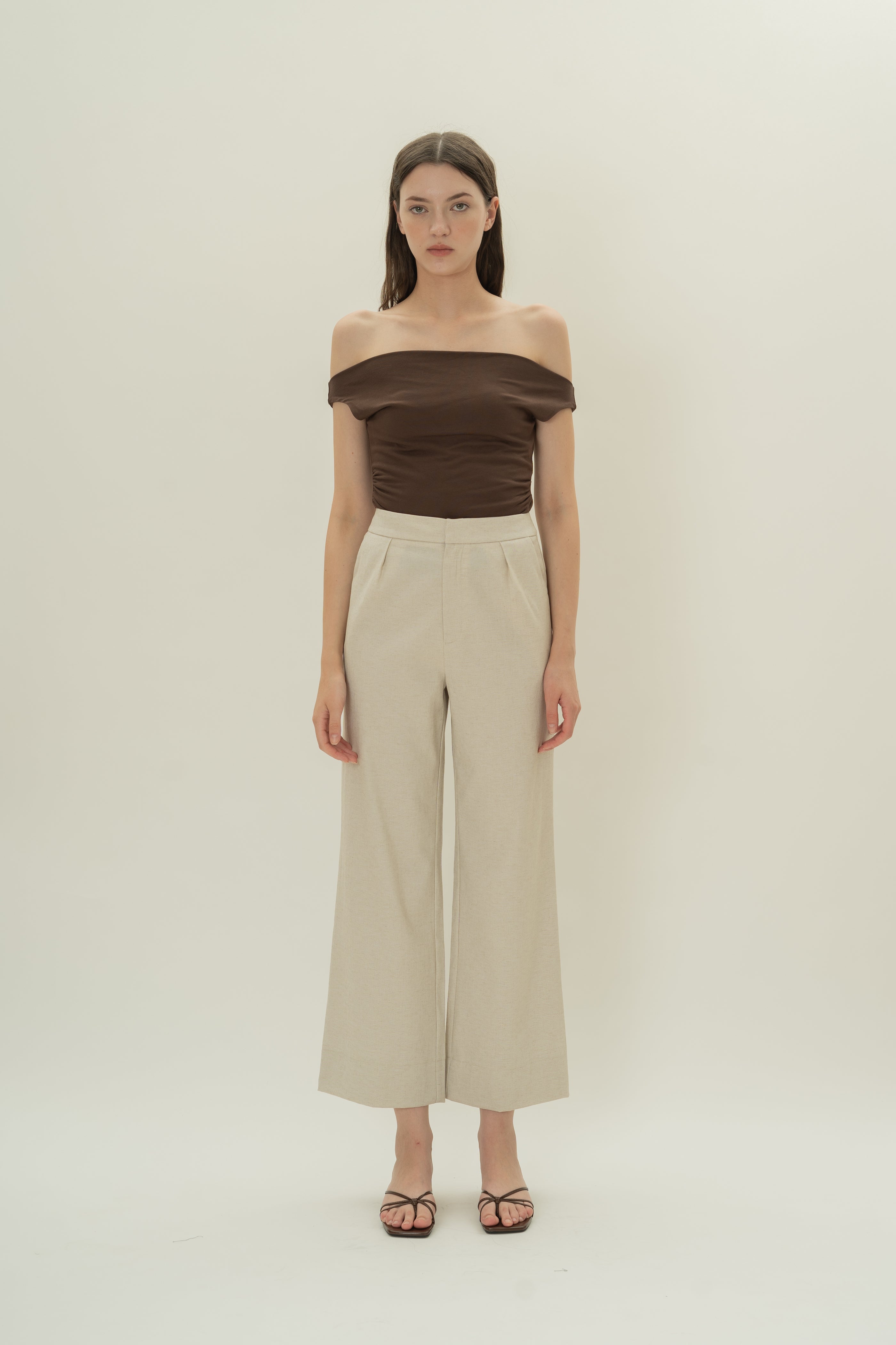 Tailored Pants With Overlay Skirt in Natural