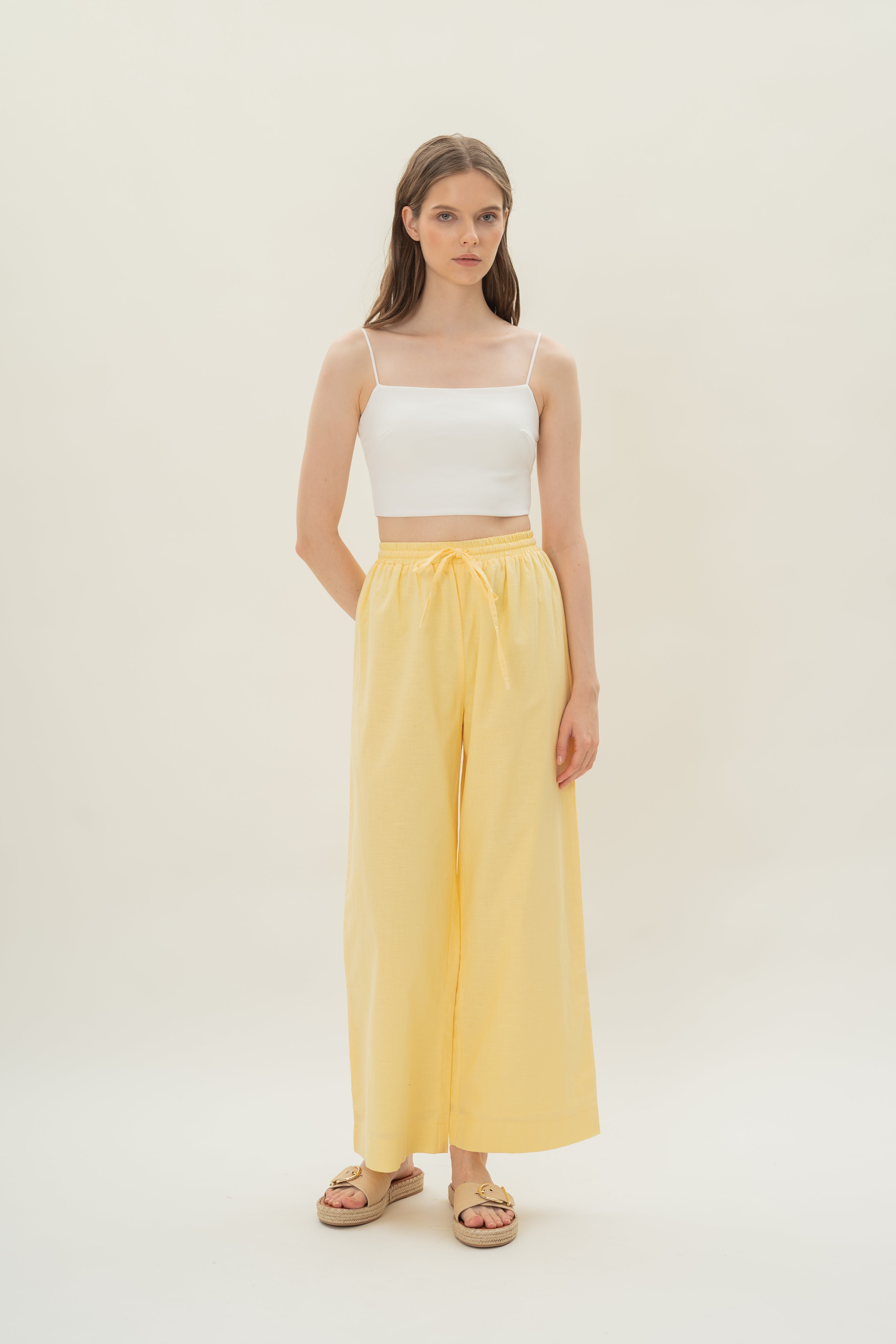Linen Relaxed Pants in Lemon