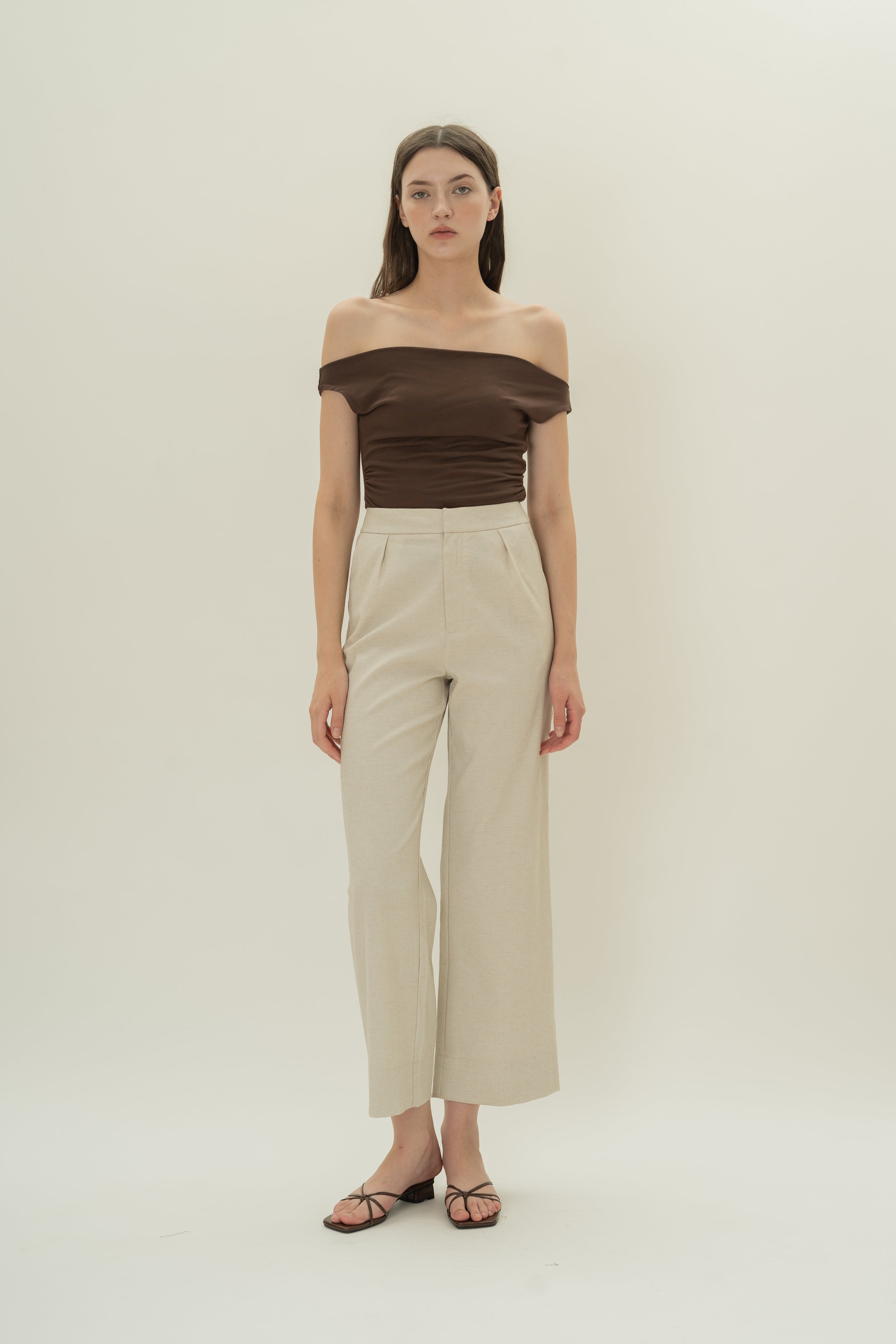 Tailored Pants With Overlay Skirt in Natural