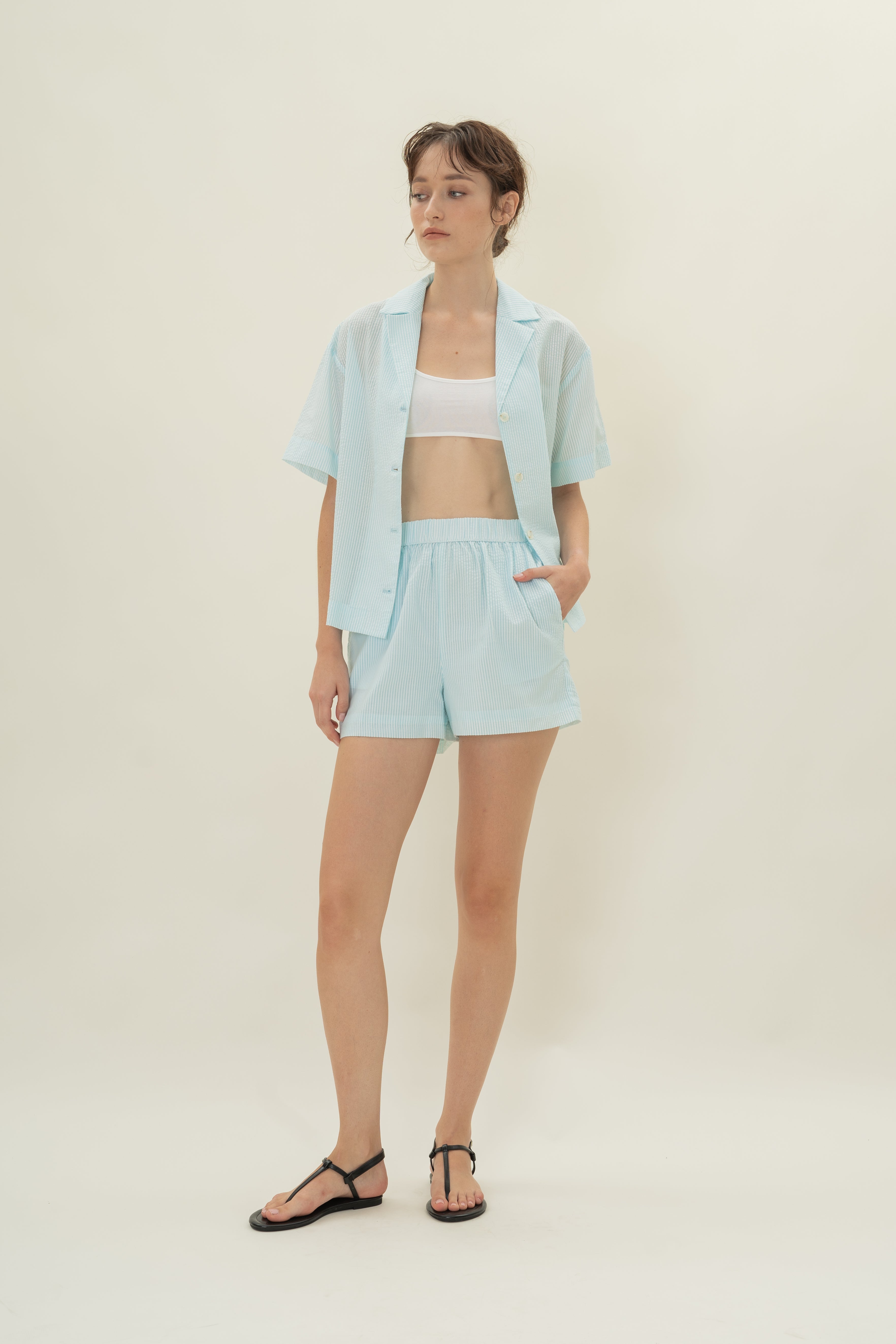 Cruise Shorts in Seersucker Marine Stripes