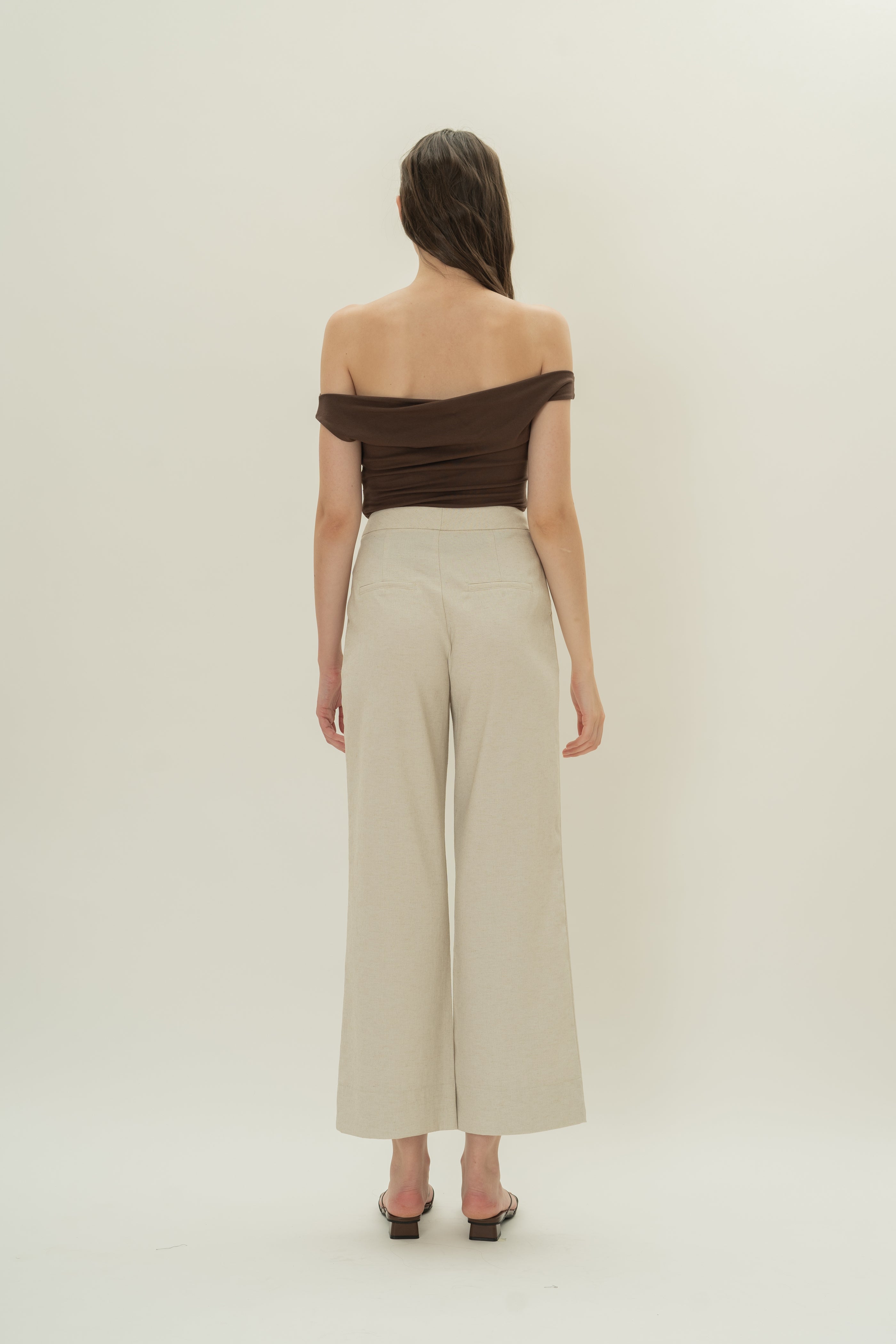 Tailored Pants With Overlay Skirt in Natural