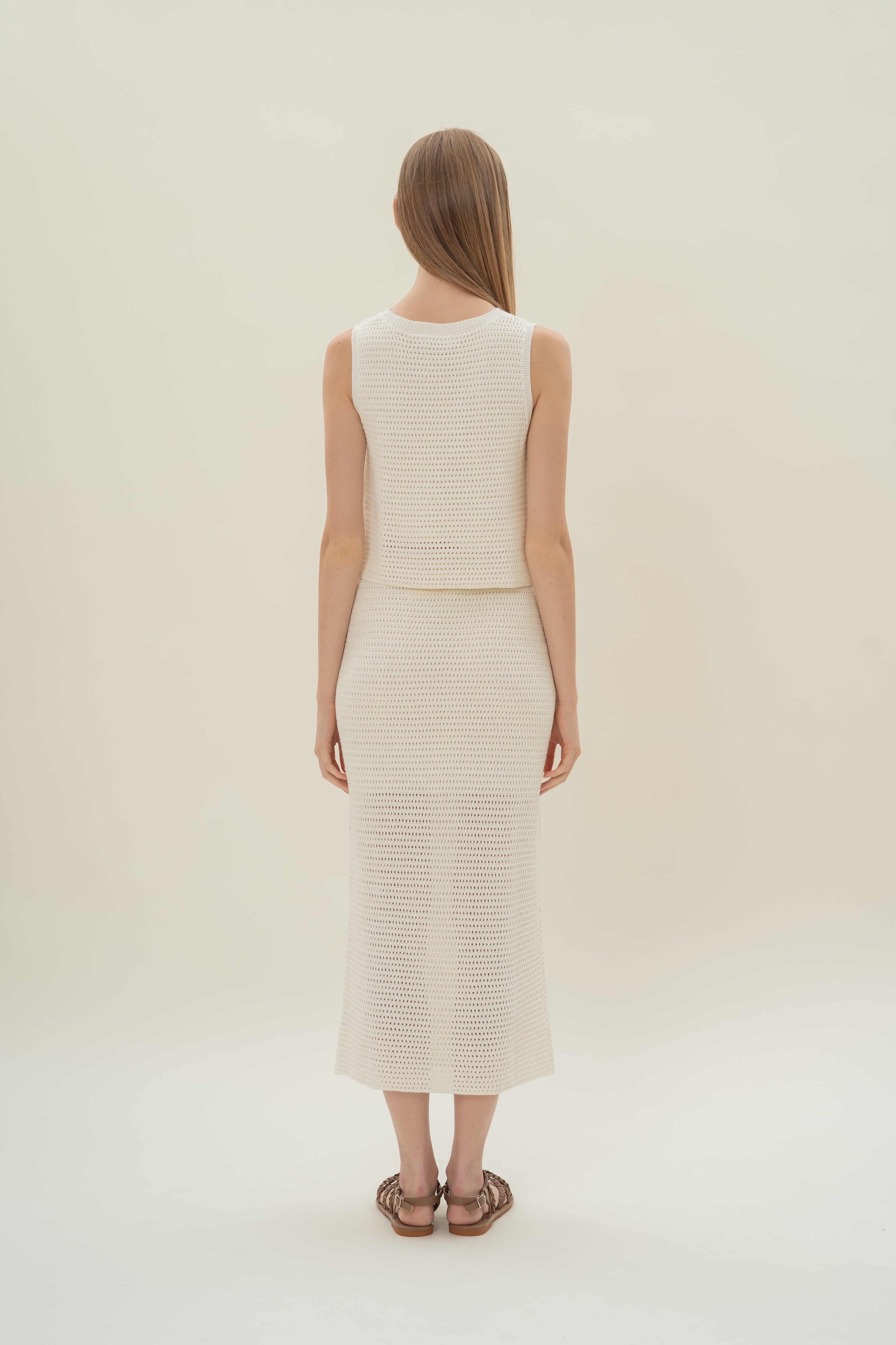 Crochet Midi Skirt in White