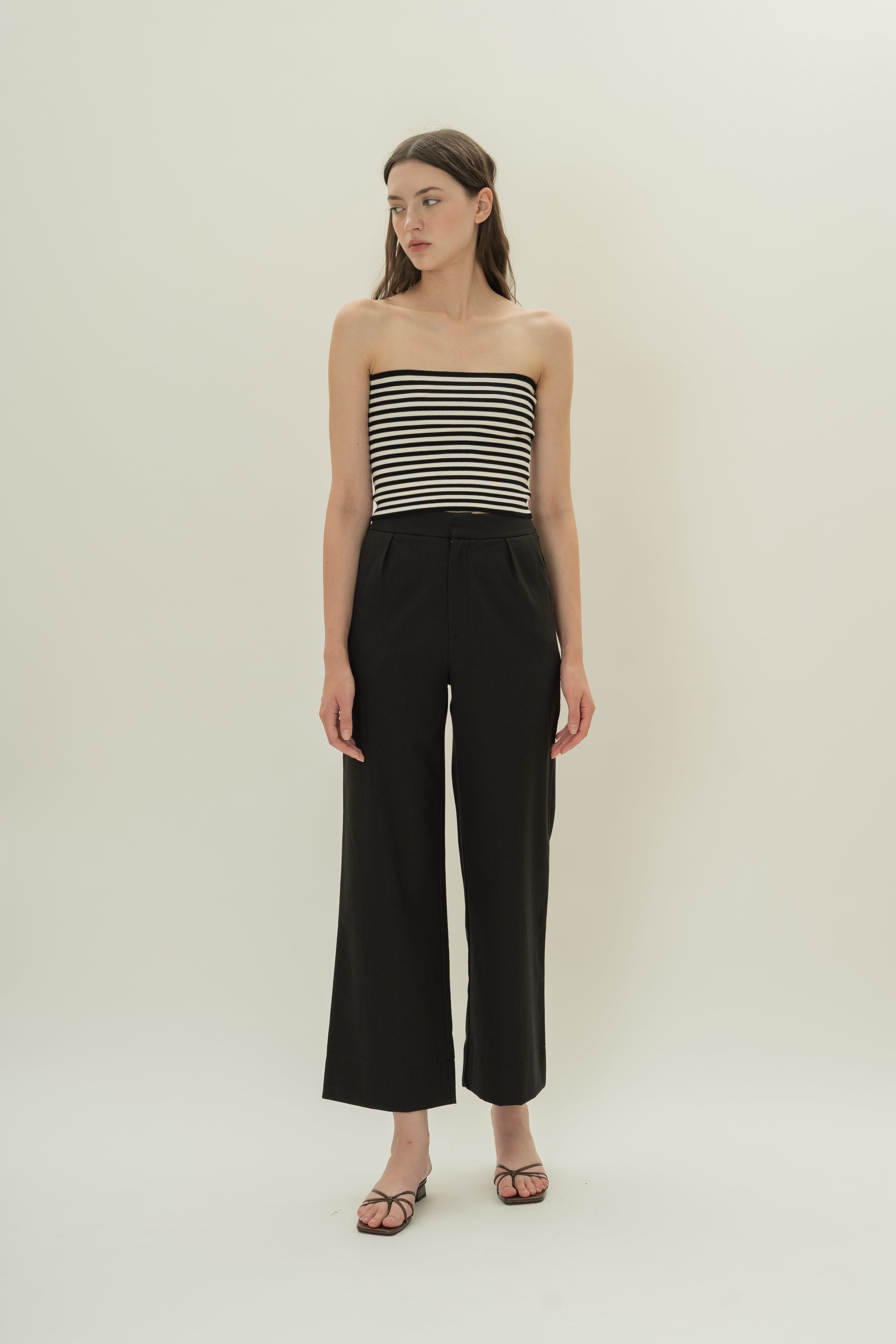 Tailored Pants With Overlay Skirt in Black