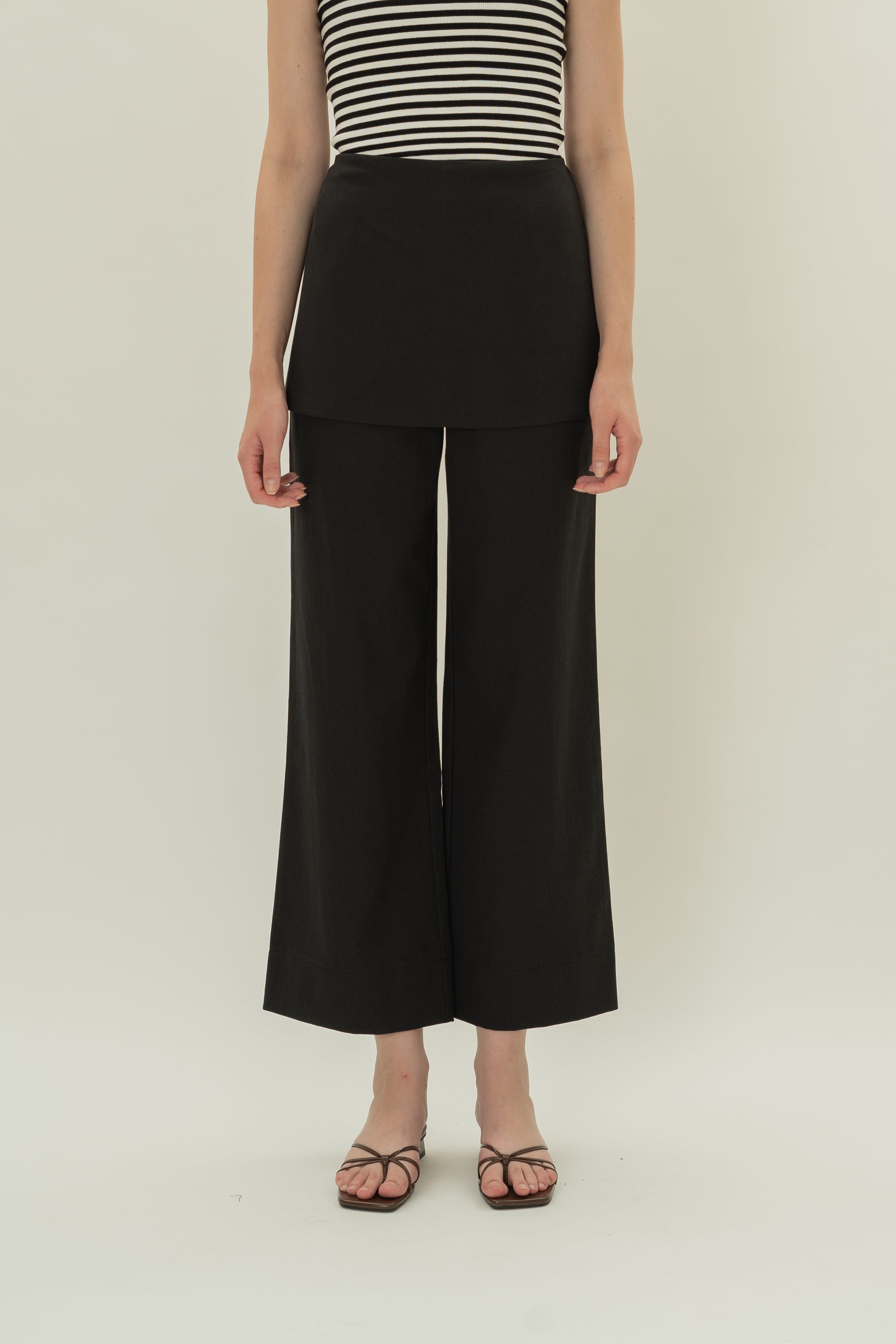 Tailored Pants With Overlay Skirt in Black