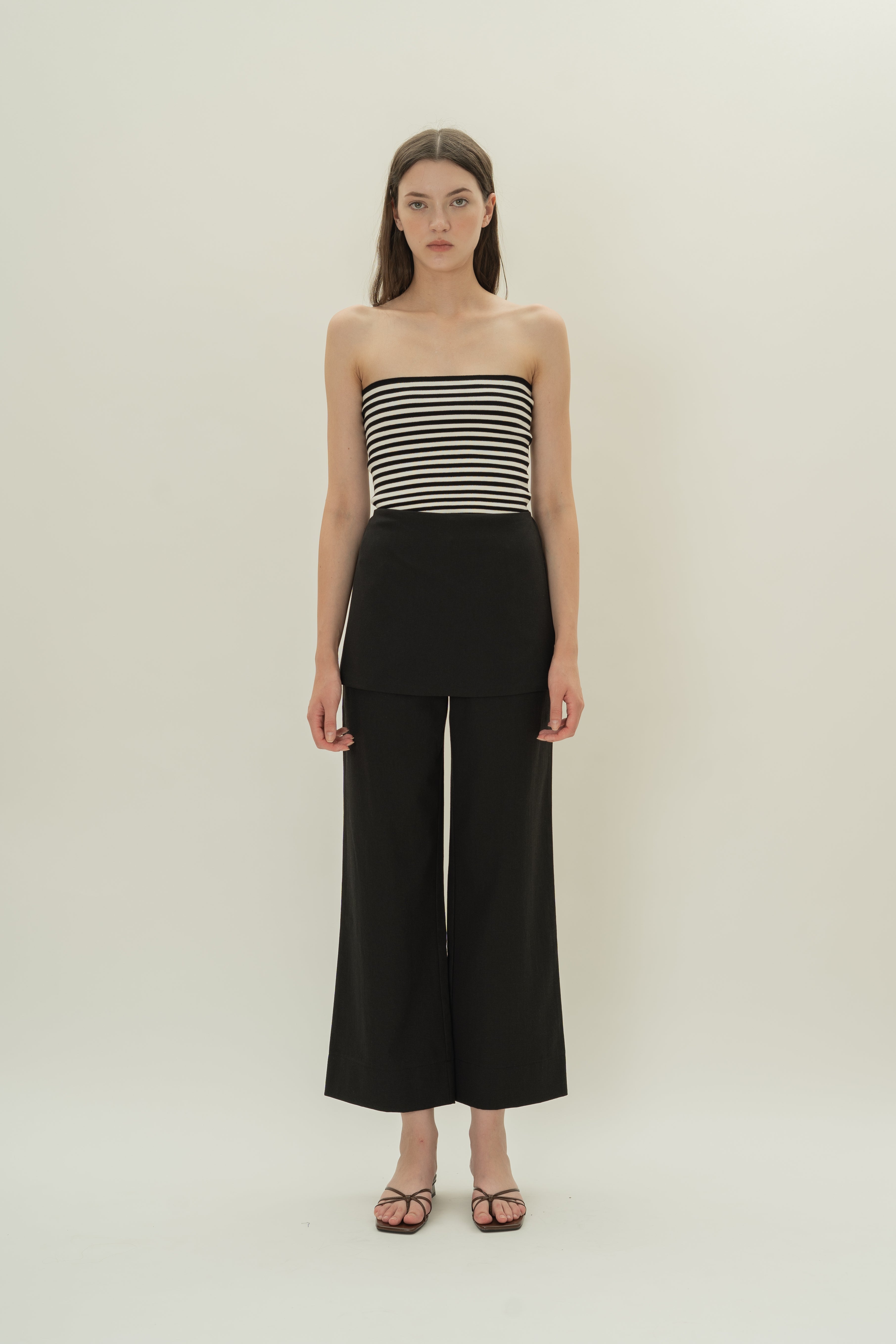 Tailored Pants With Overlay Skirt in Black