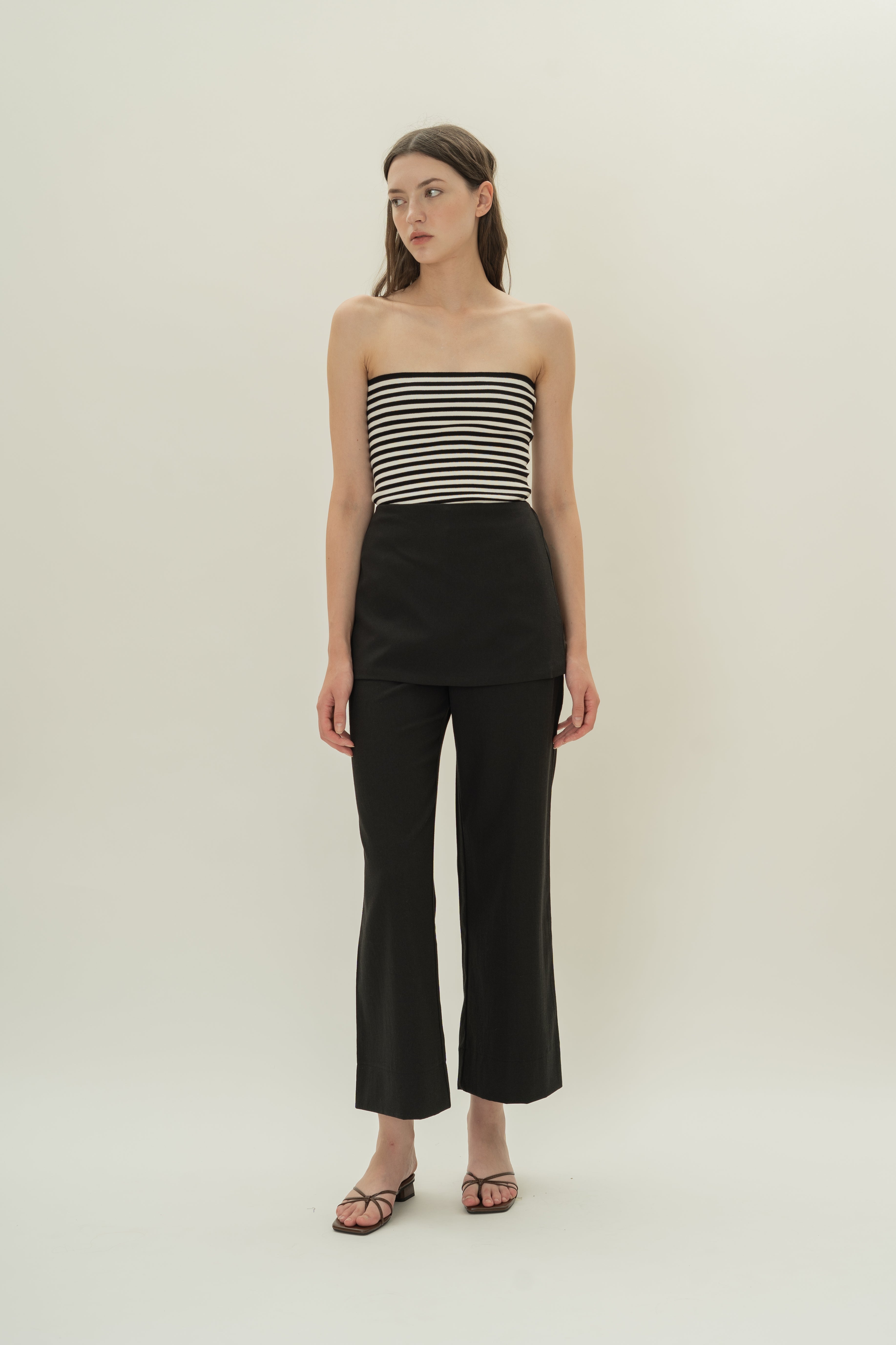 Tailored Pants With Overlay Skirt in Black