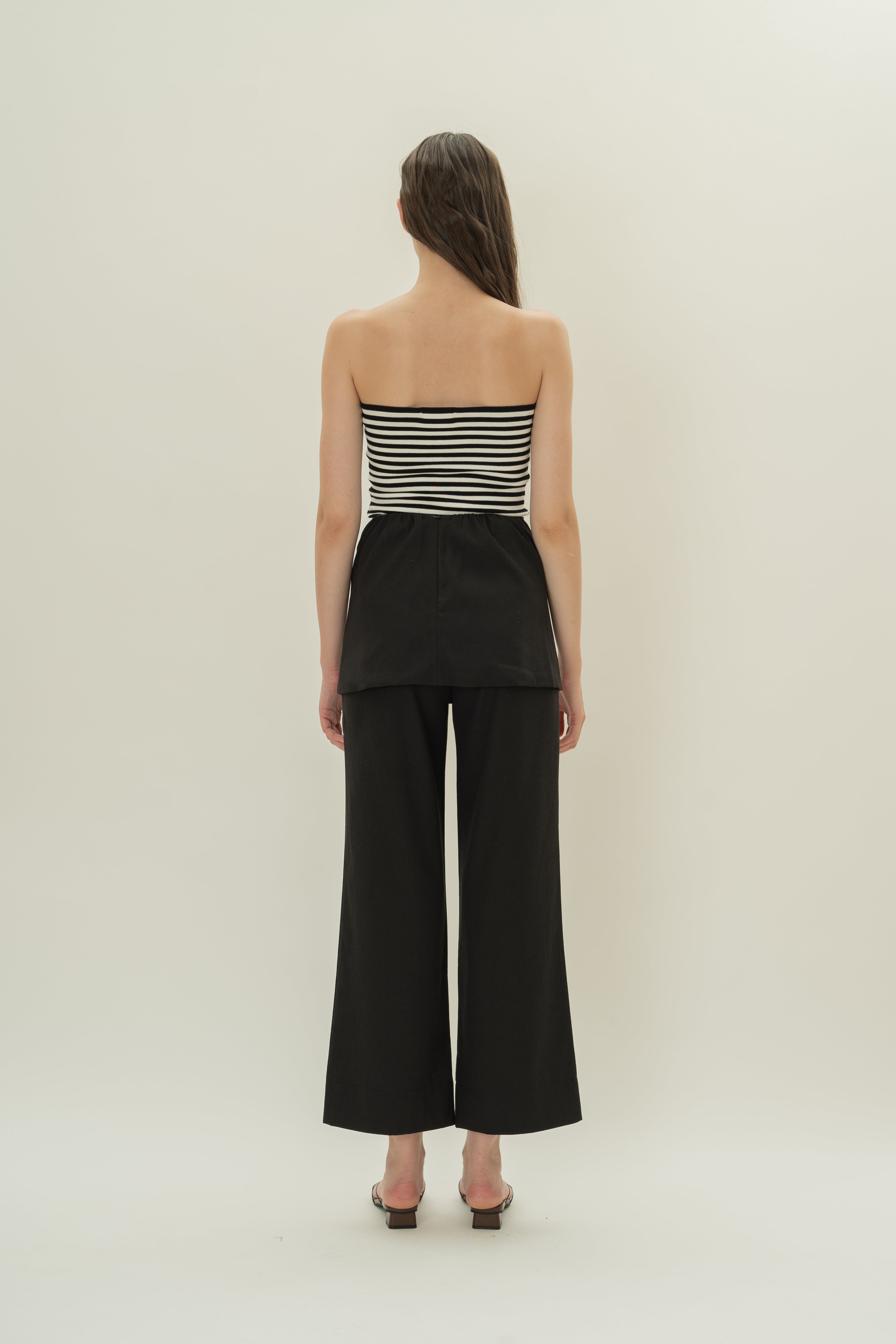Tailored Pants With Overlay Skirt in Black