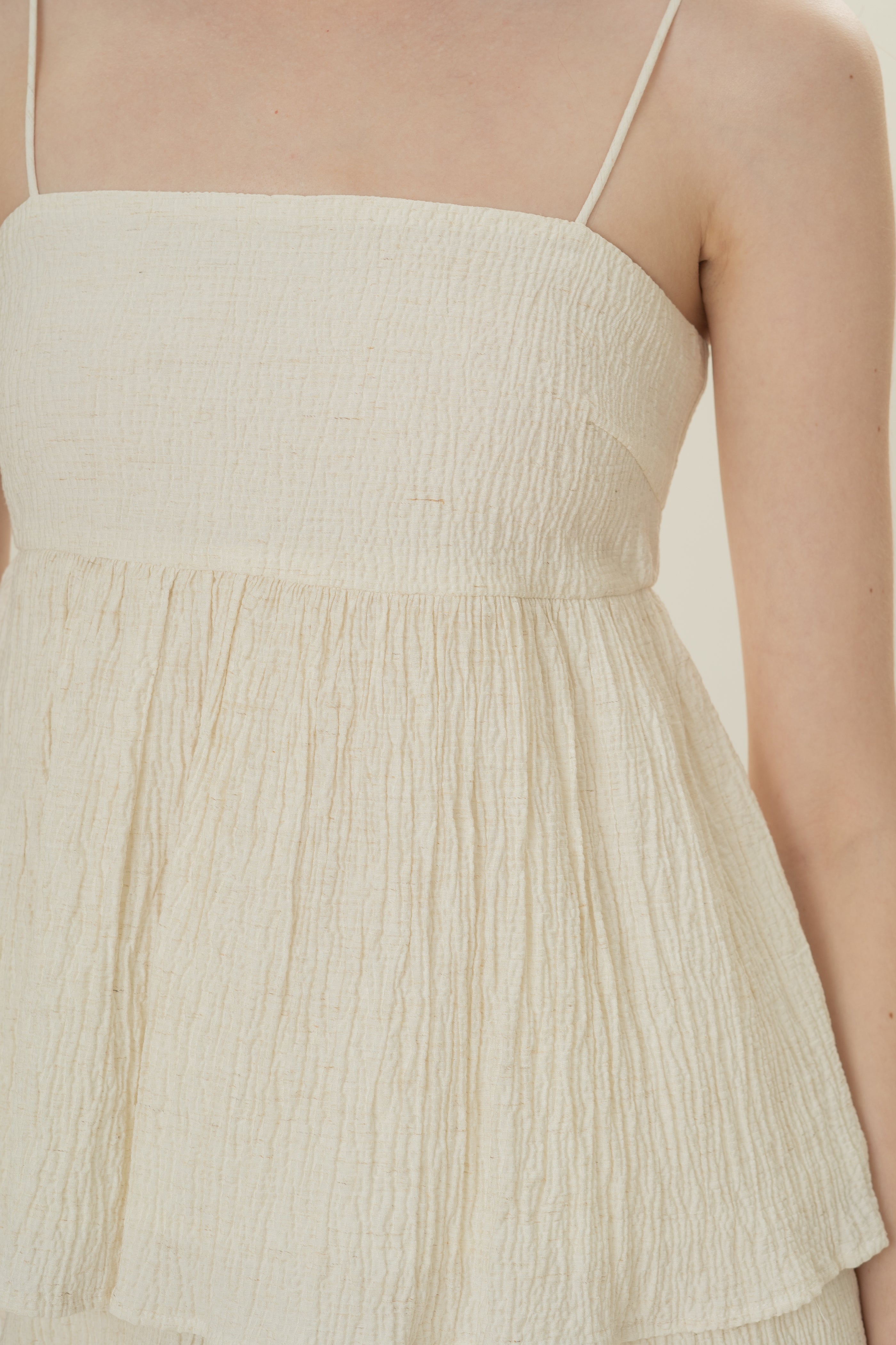 Cotton Blend Textured Cami Top in White