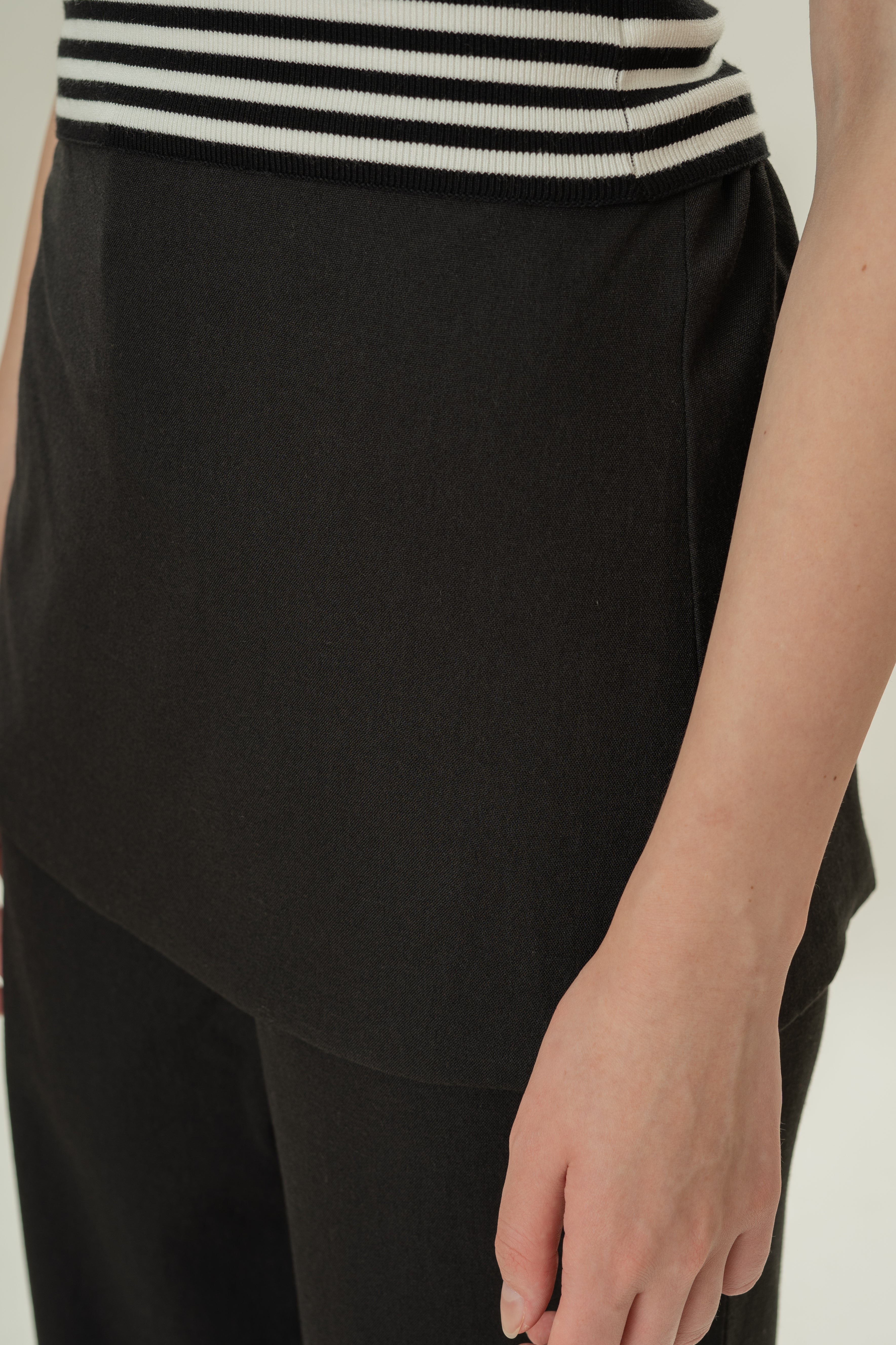 Tailored Pants With Overlay Skirt in Black